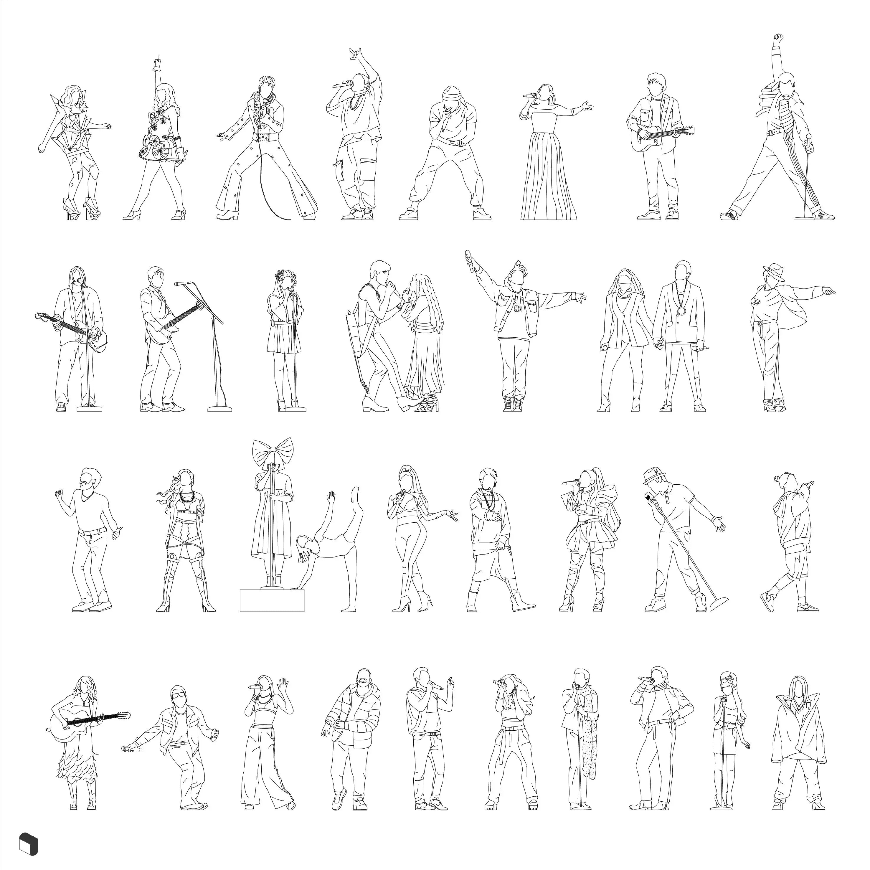 Cad Famous Singers Digital Artwork drawings | Toffu Co