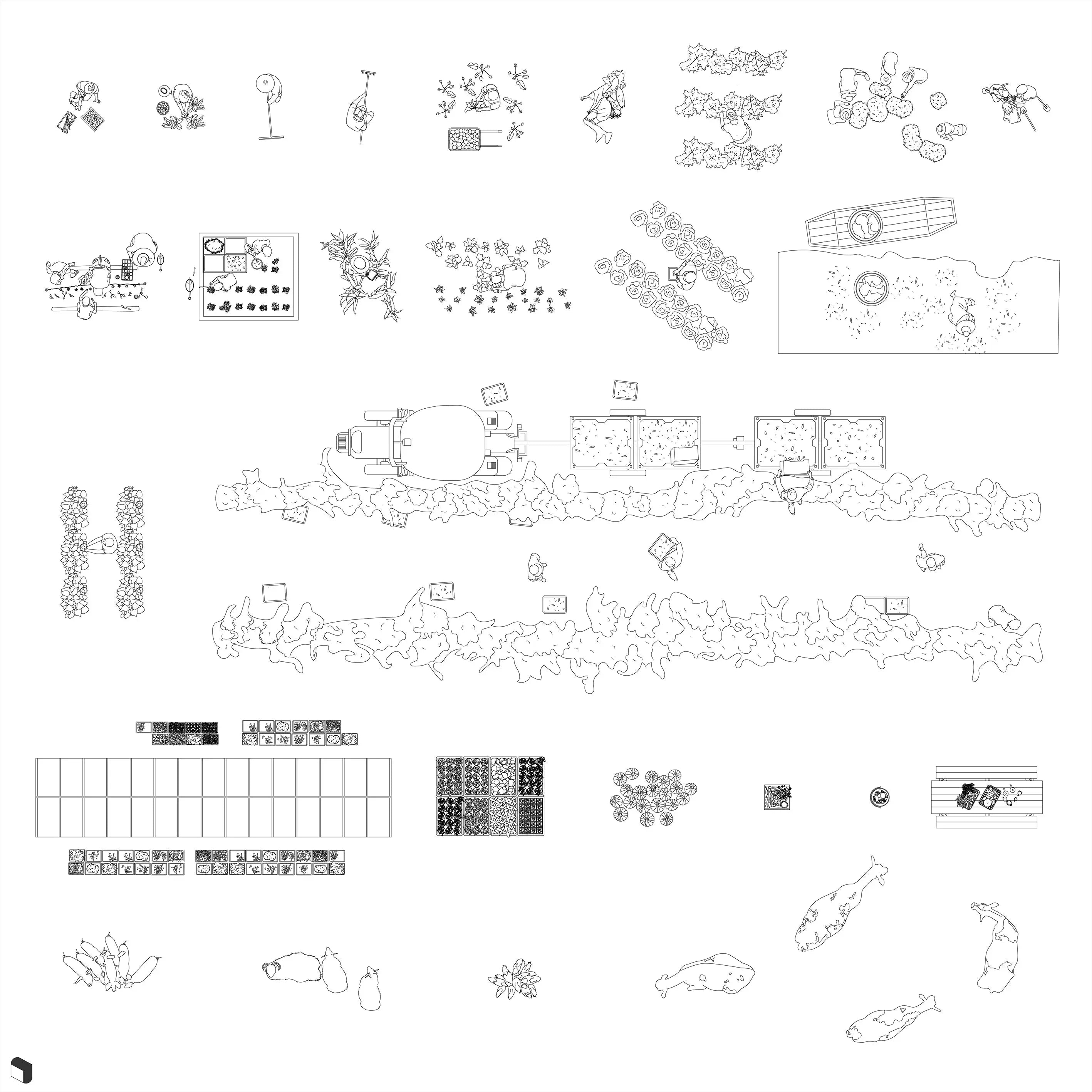 Cad Farm Top View Digital Artwork drawings | Toffu Co