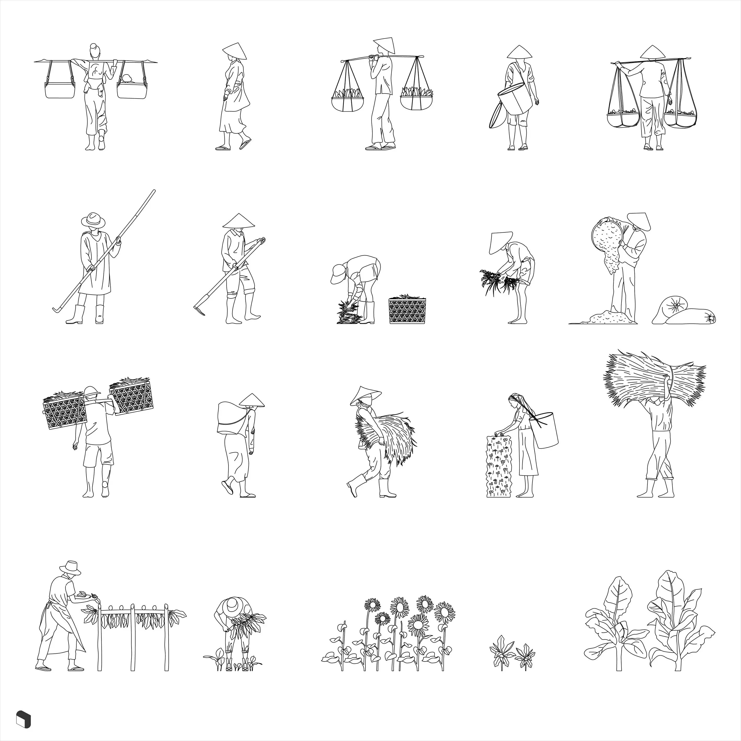 Cad Field Workers Digital Artwork drawings | Toffu Co