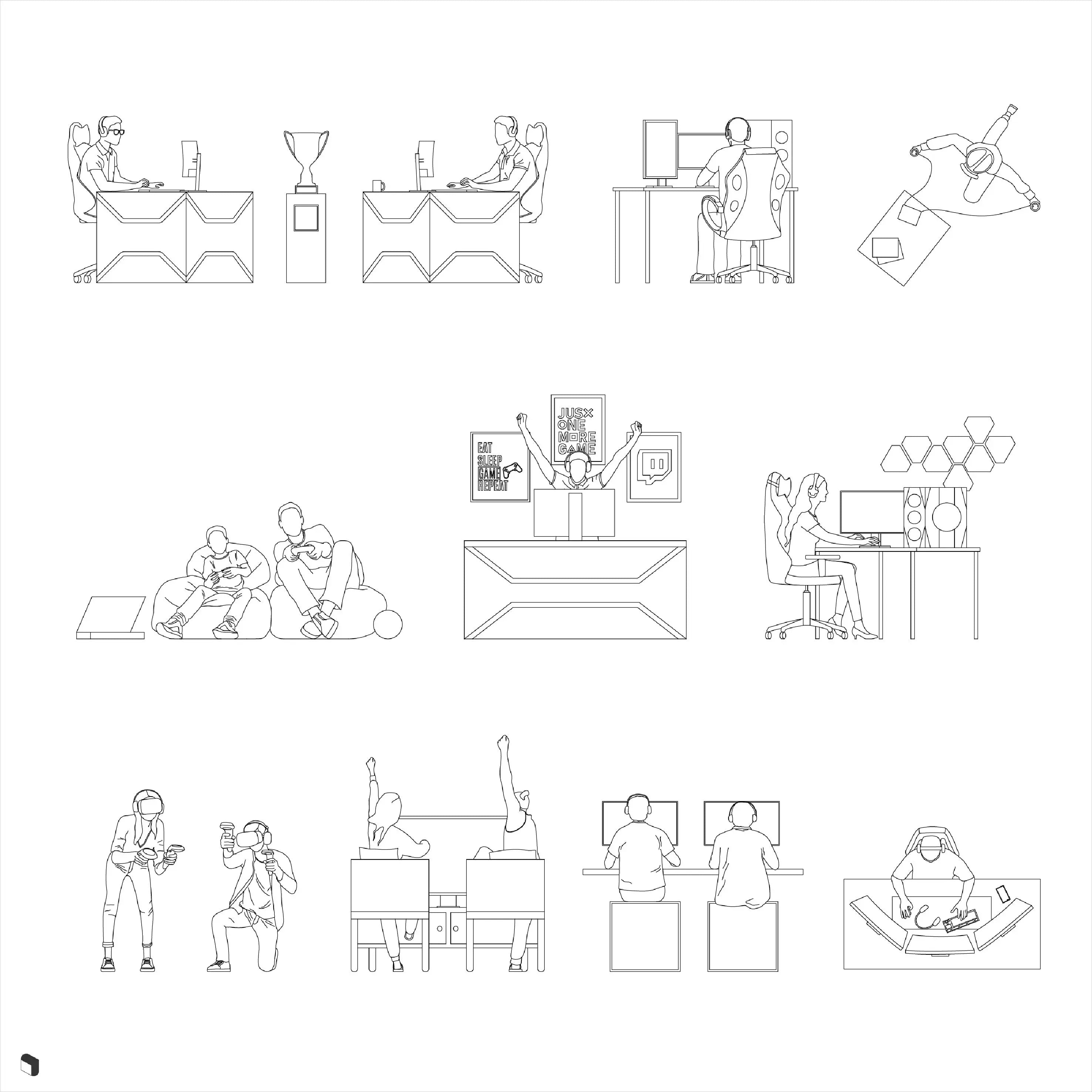 Cad Gamer People Digital Artwork drawings | Toffu Co