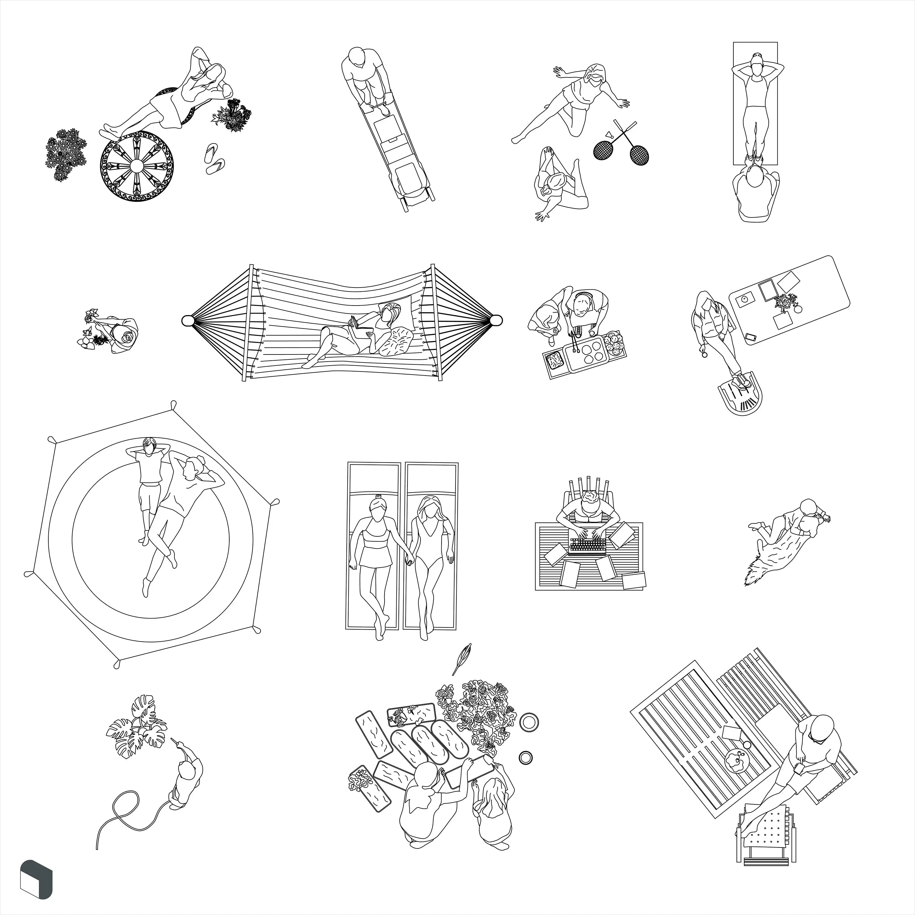 Cad Garden People Top View Digital Artwork drawings | Toffu Co