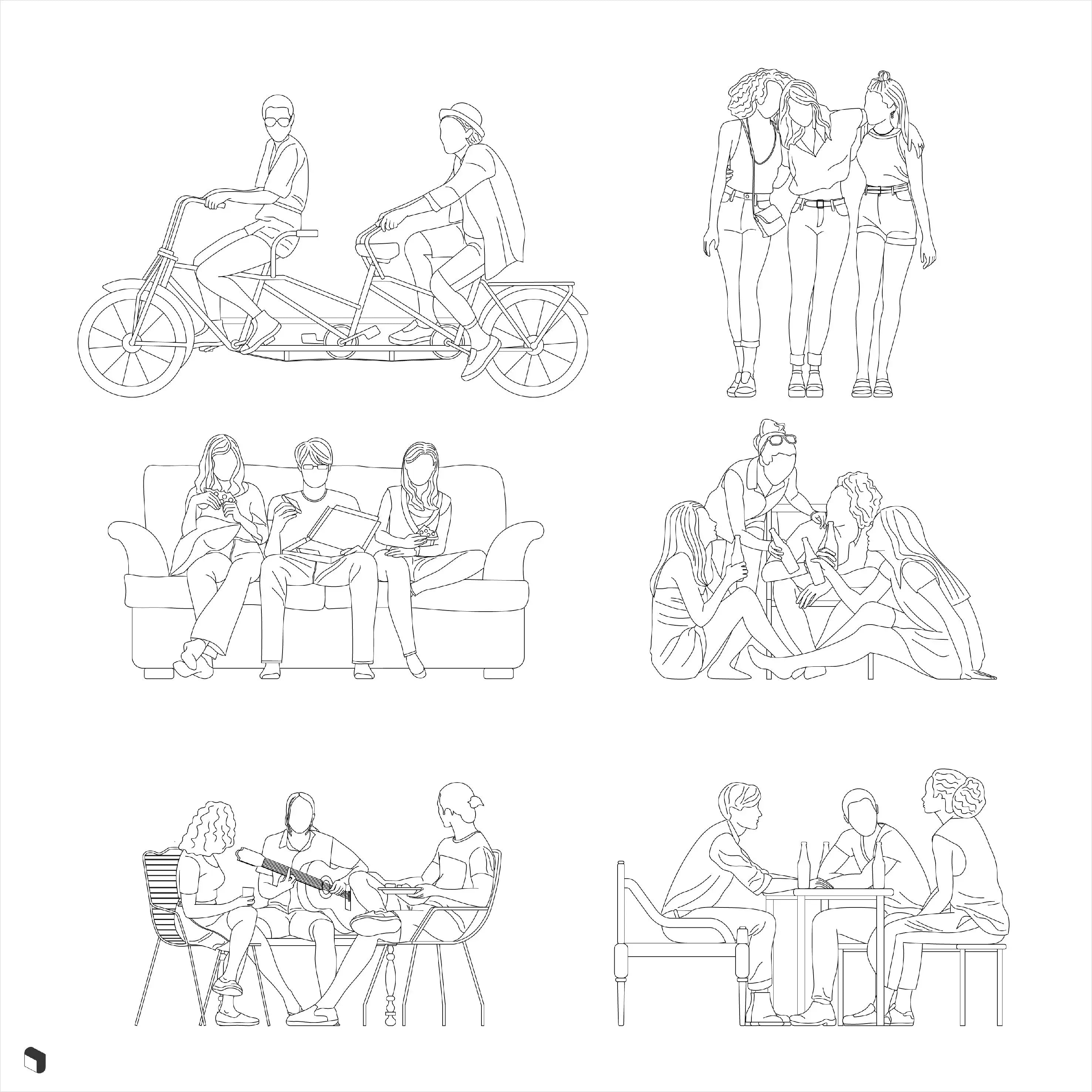 Cad Group People 2 Digital Artwork drawings | Toffu Co