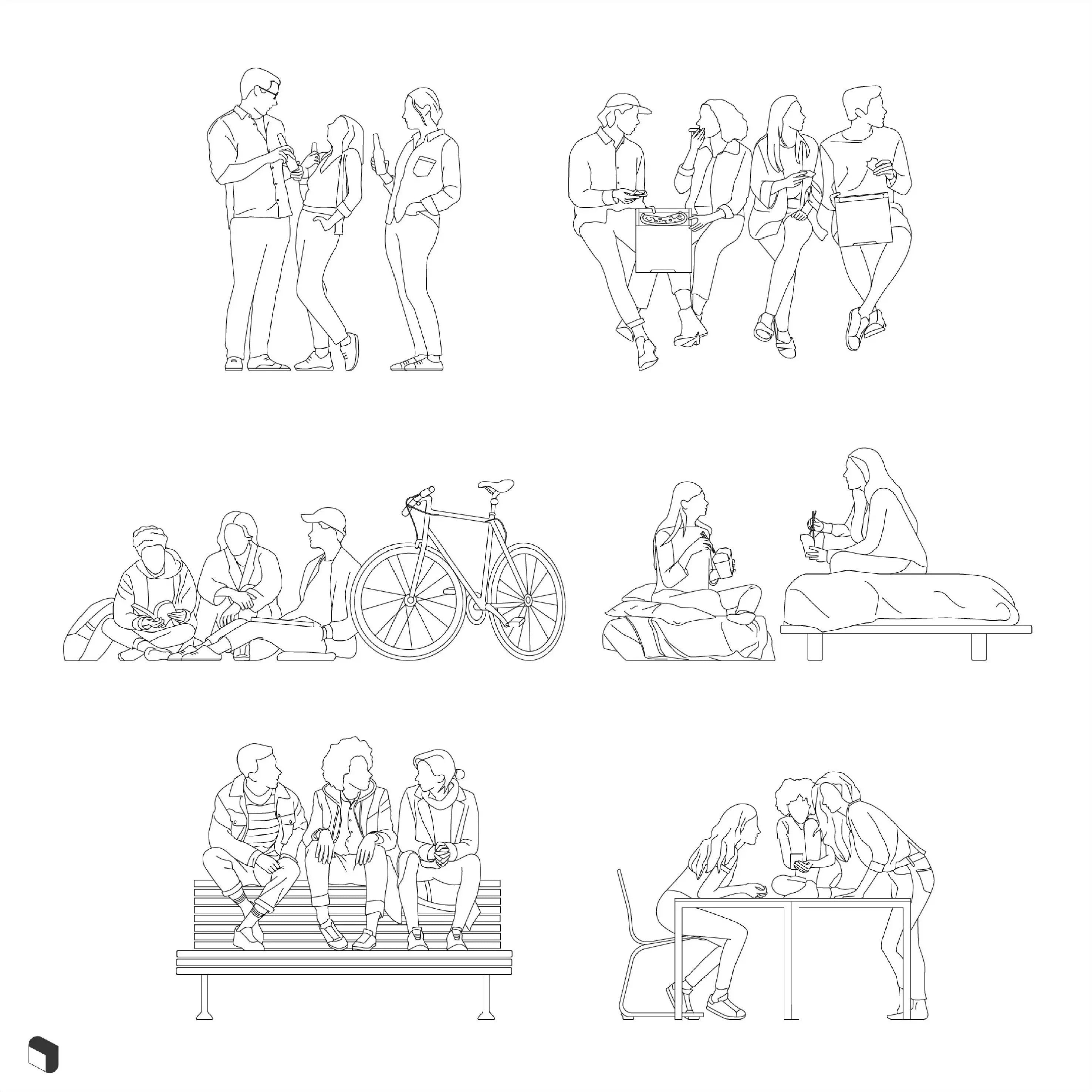 Cad Group People 3 Digital Artwork drawings | Toffu Co