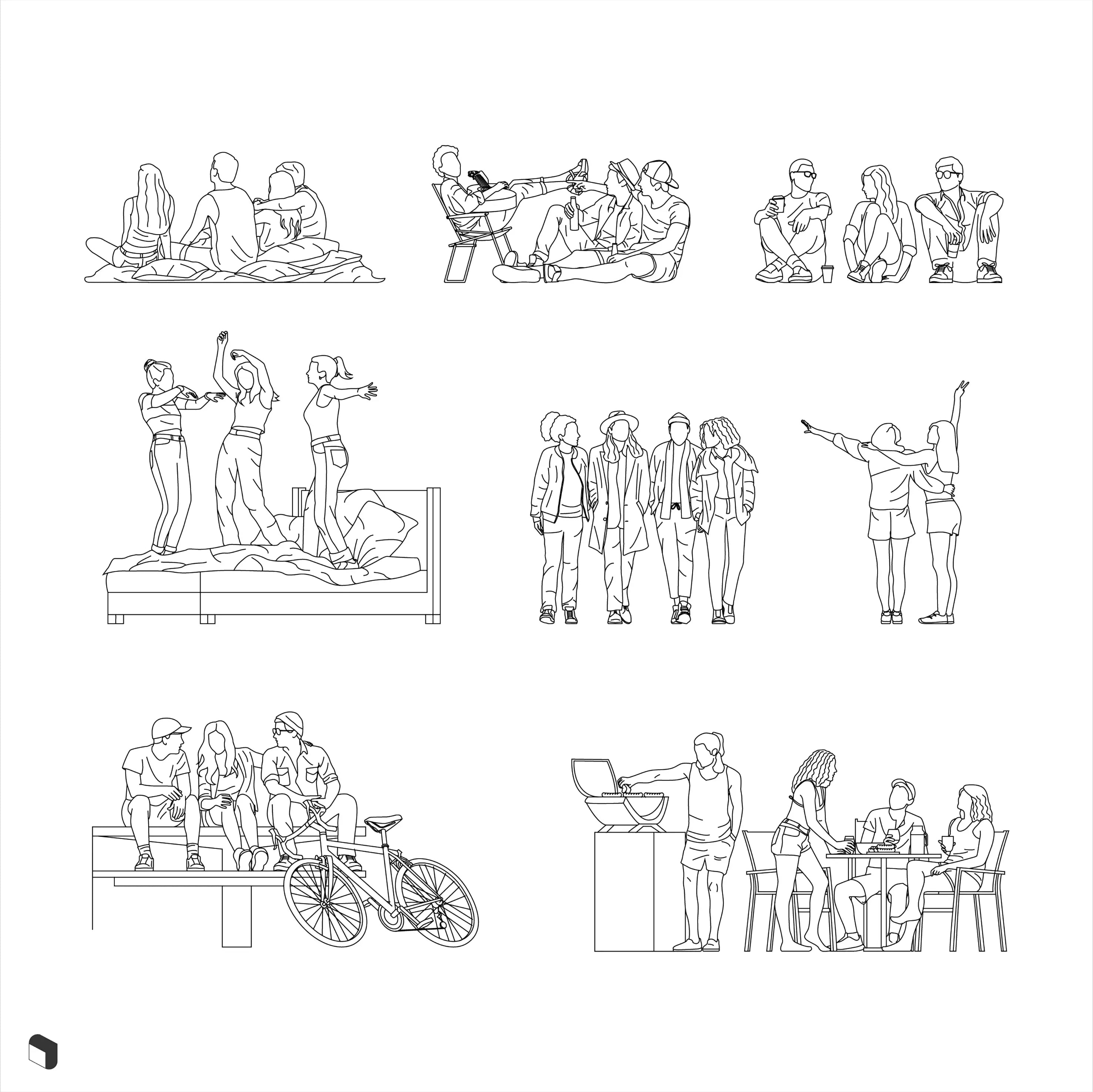 Cad Group People Digital Artwork drawings | Toffu Co