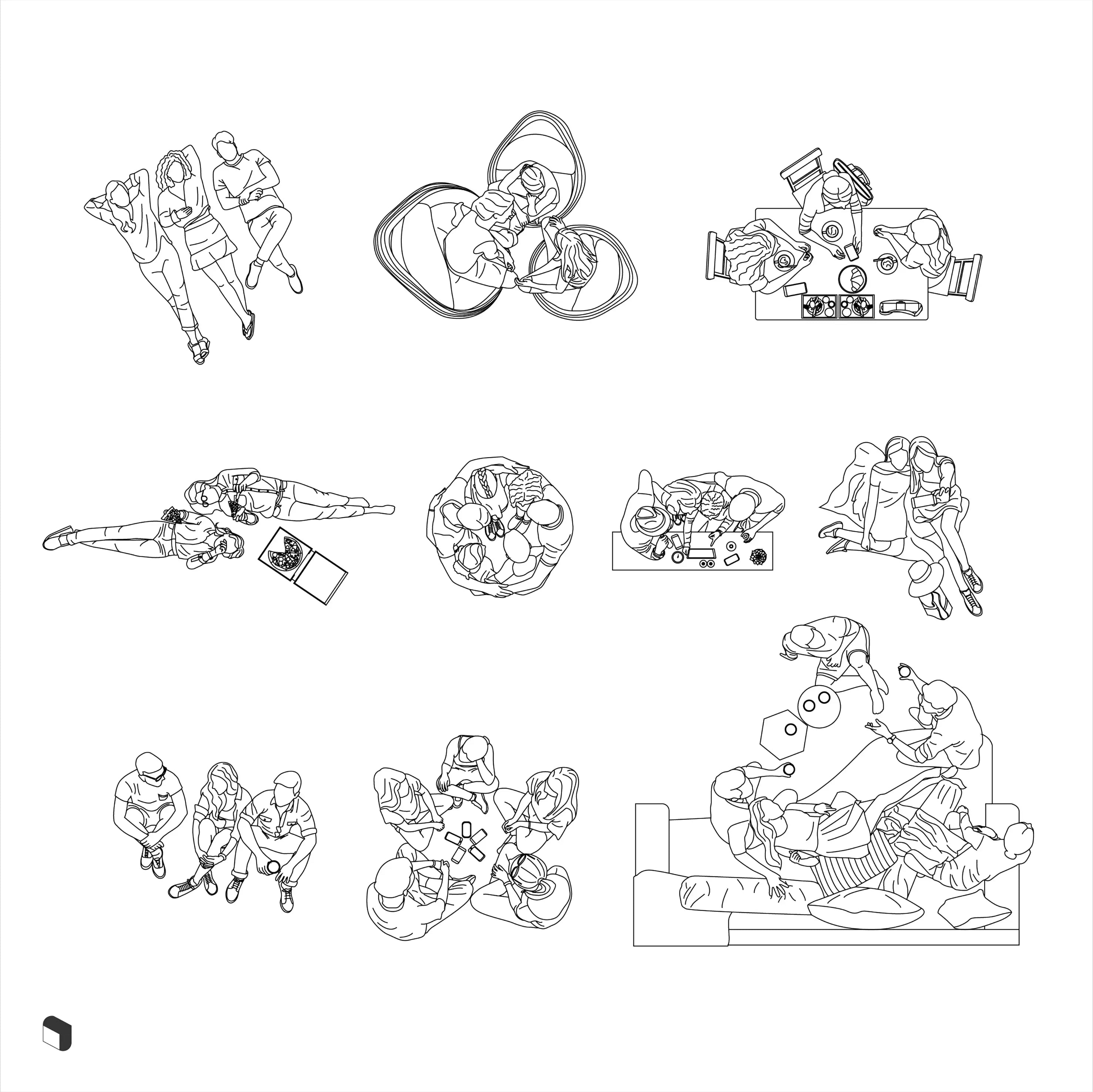 Cad Group People Top View Digital Artwork drawings | Toffu Co