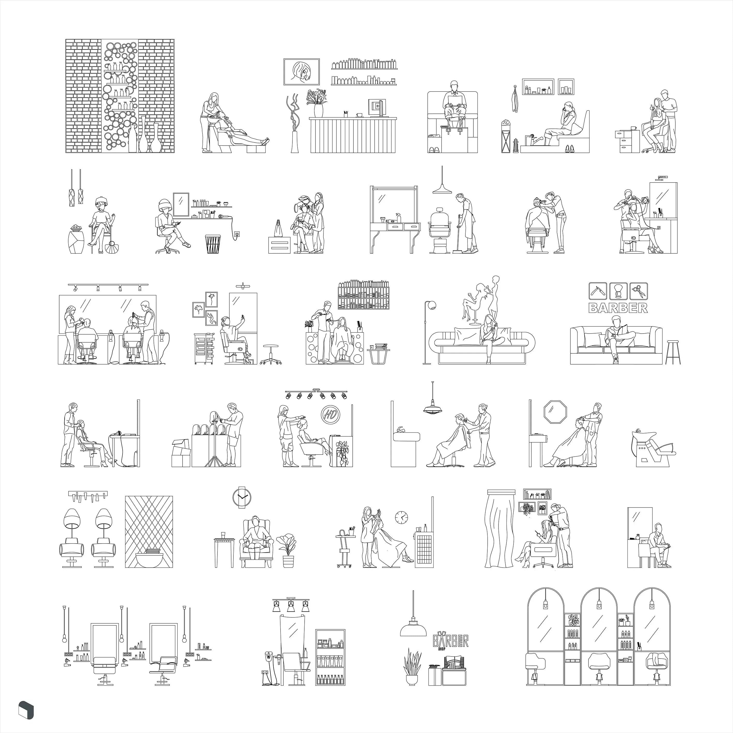 Cad Hairdressing Saloon Digital Artwork drawings | Toffu Co