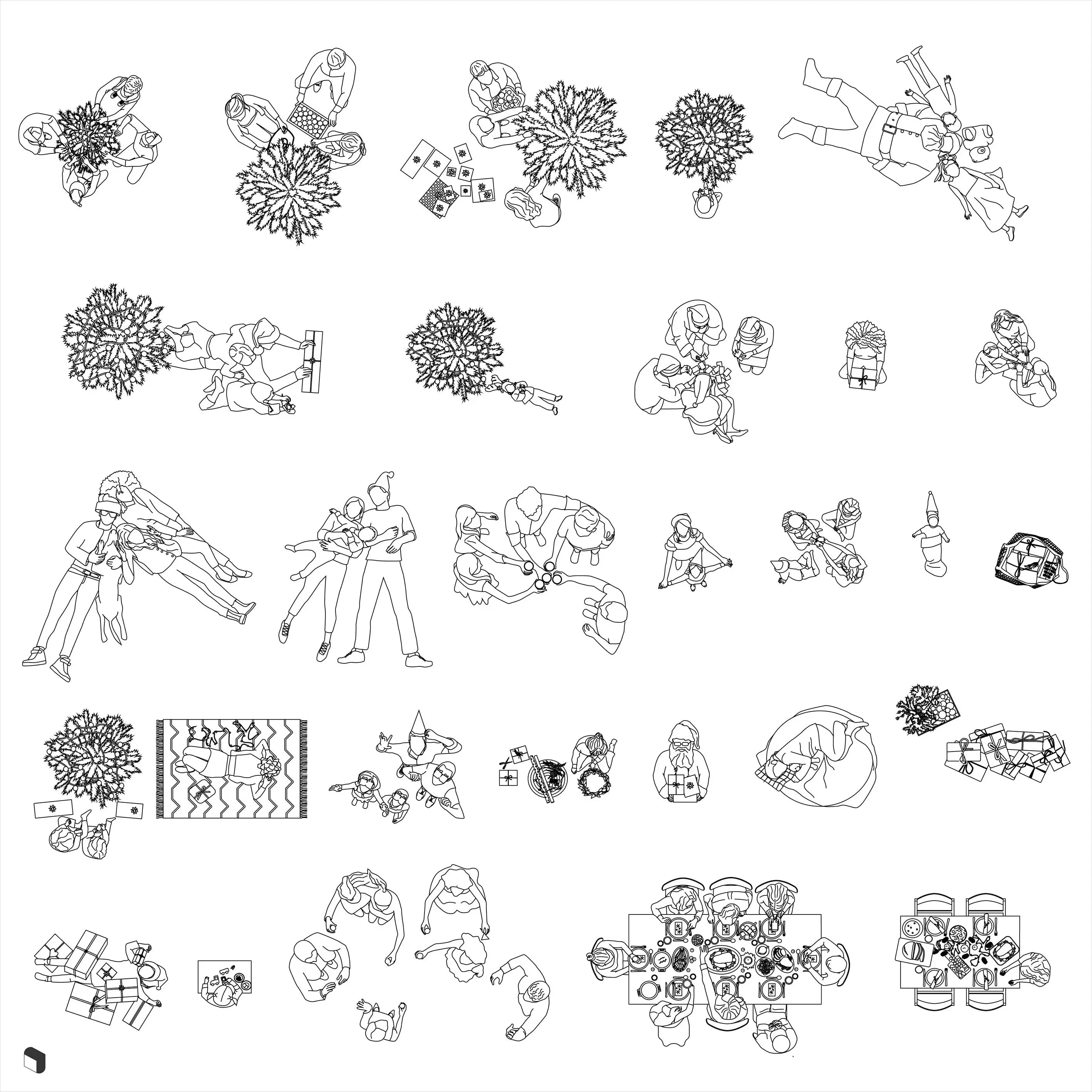 Cad Winter Home Activities Top View Uncategorized drawings | Toffu Co