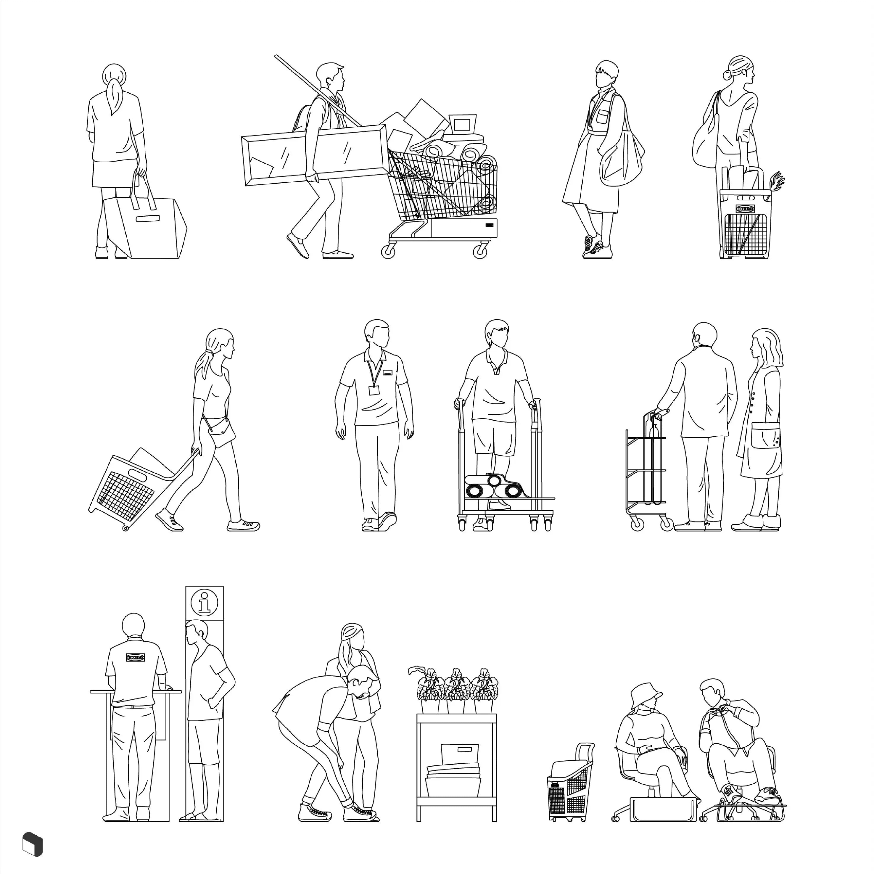 Cad Ikea People Digital Artwork drawings | Toffu Co