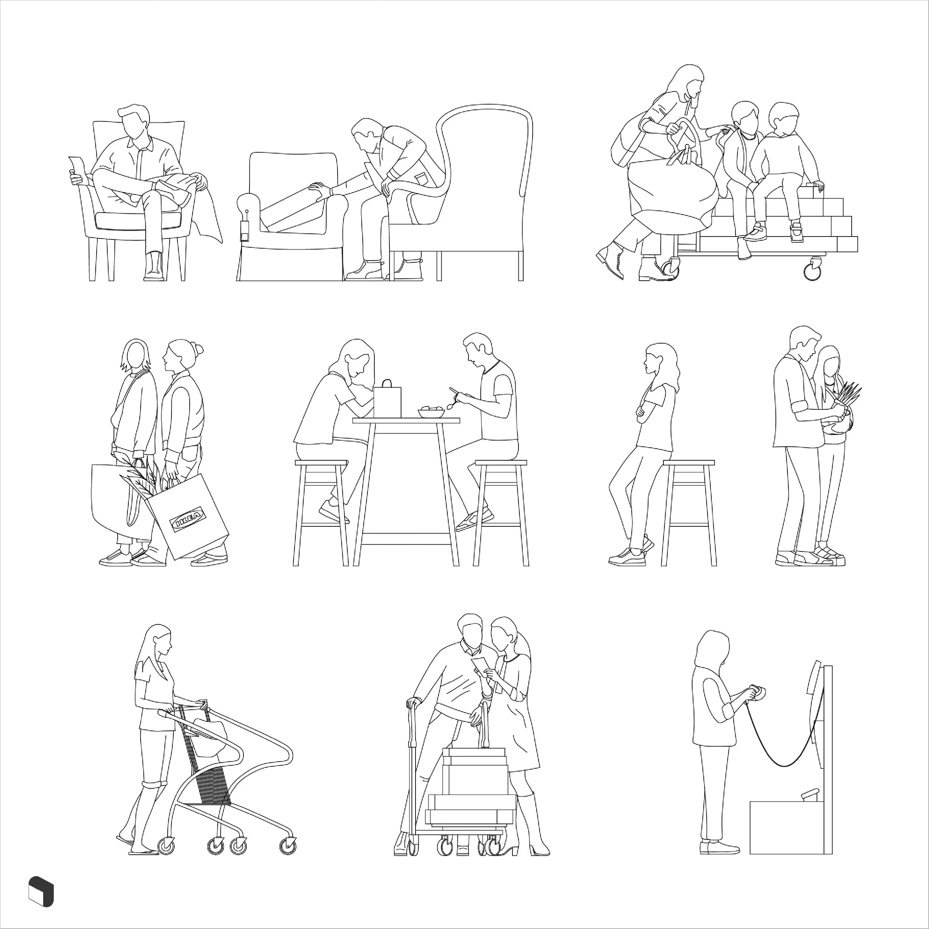 Cad Ikea People 2 Digital Artwork drawings | Toffu Co