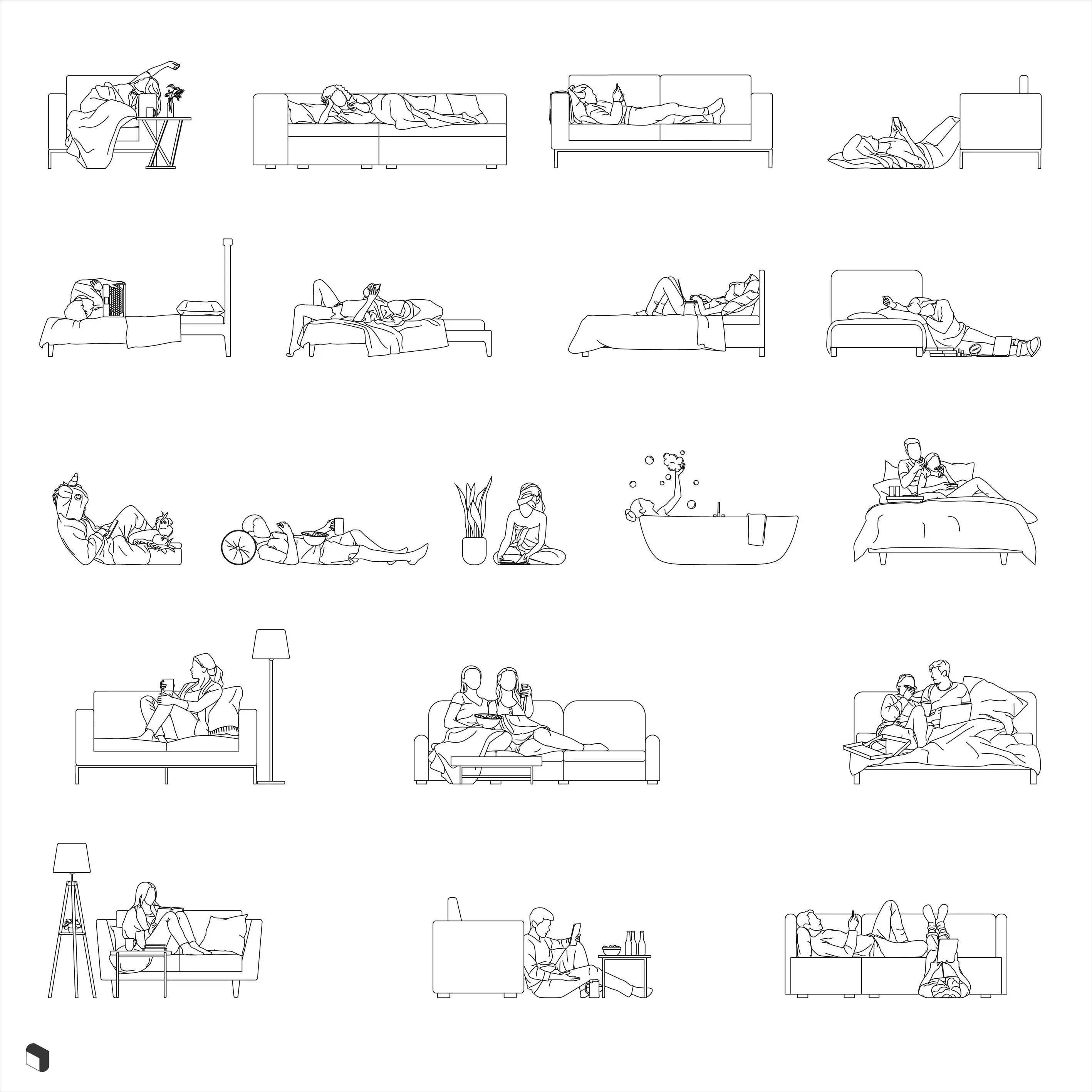 Cad Lazy Sunday People Digital Artwork drawings | Toffu Co