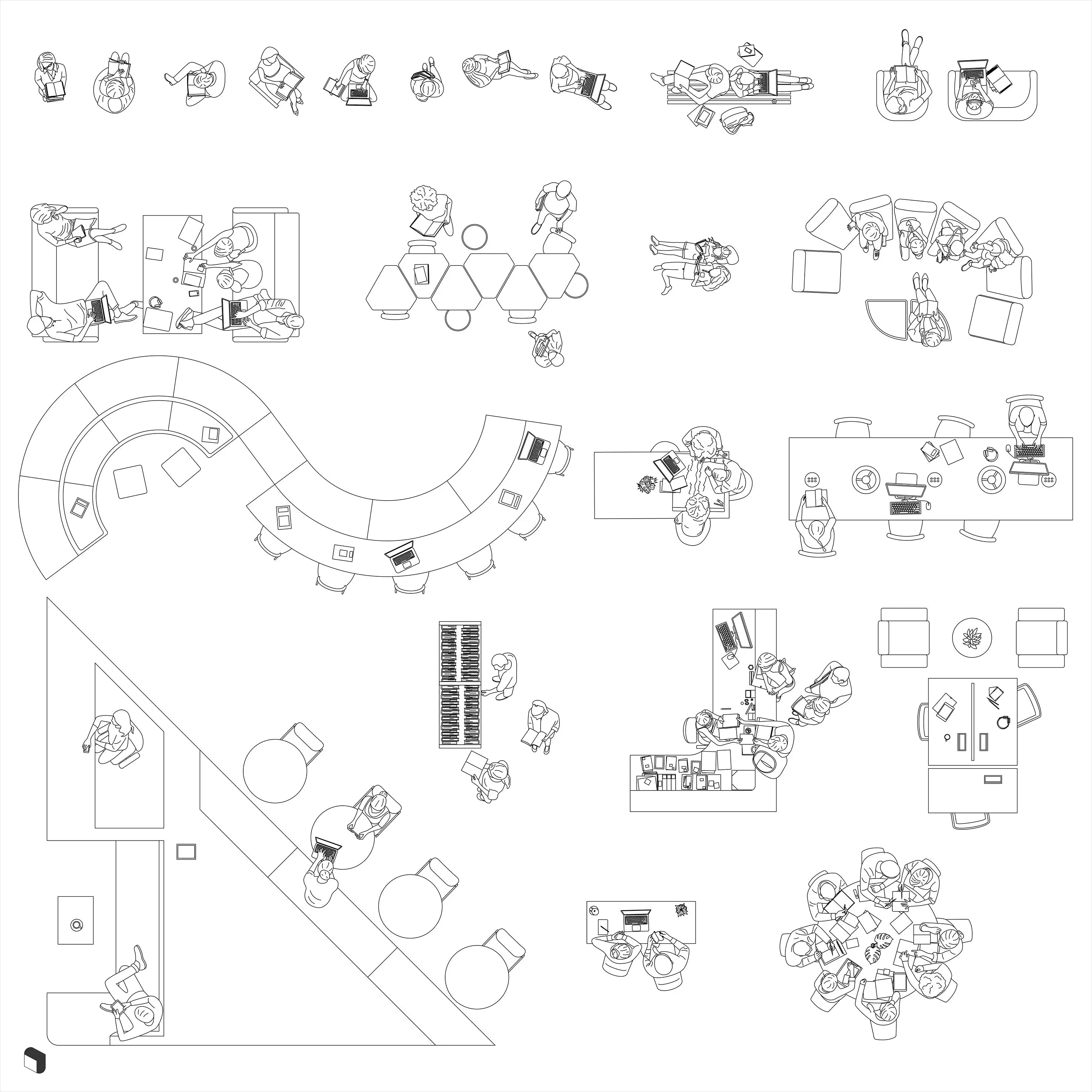 Cad Library People Top View 2 Digital Artwork drawings | Toffu Co