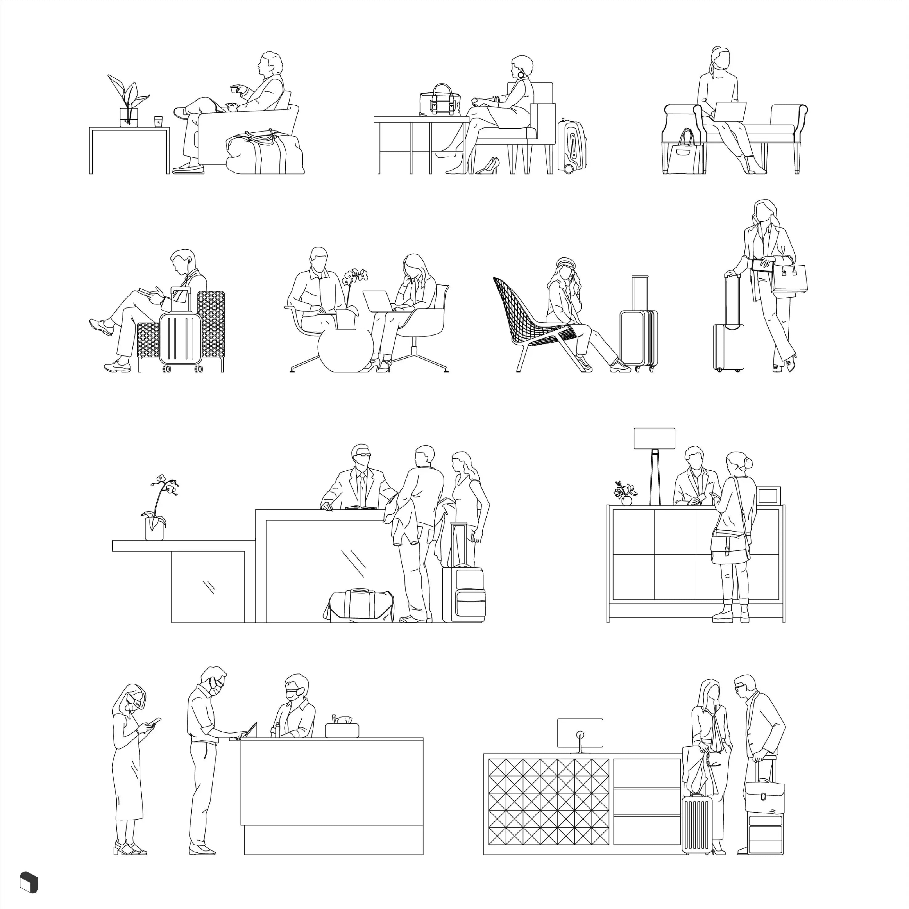 Cad Lounge & Breakroom People Digital Artwork drawings | Toffu Co