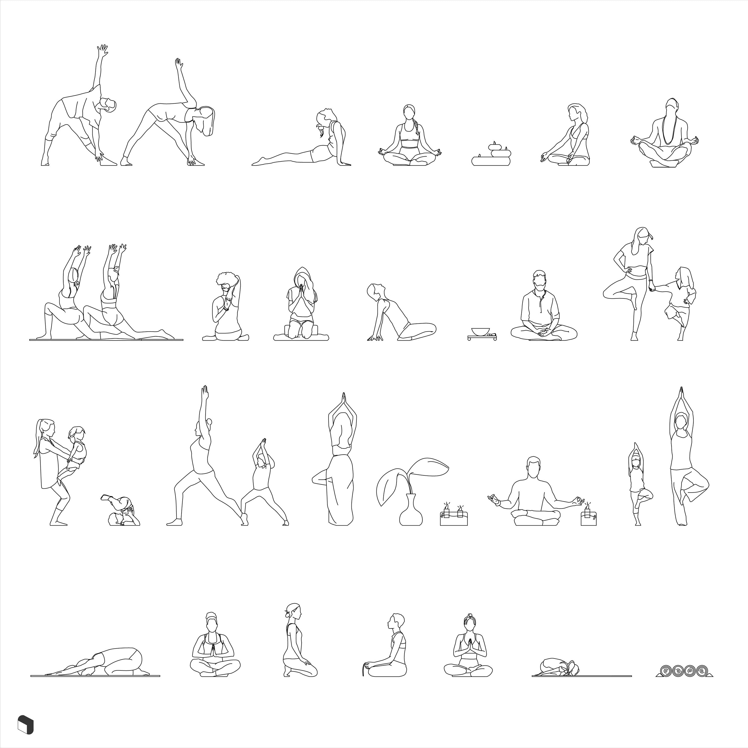 Cad Meditating People DWG | Toffu Co