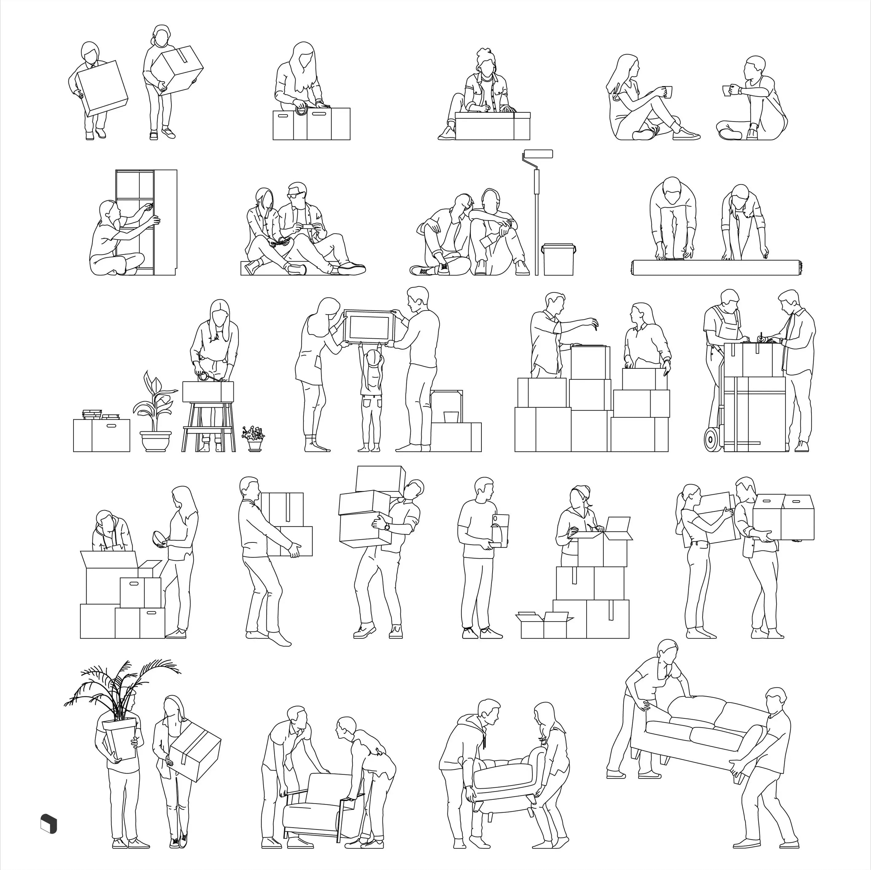 Cad Moving People Digital Artwork drawings | Toffu Co