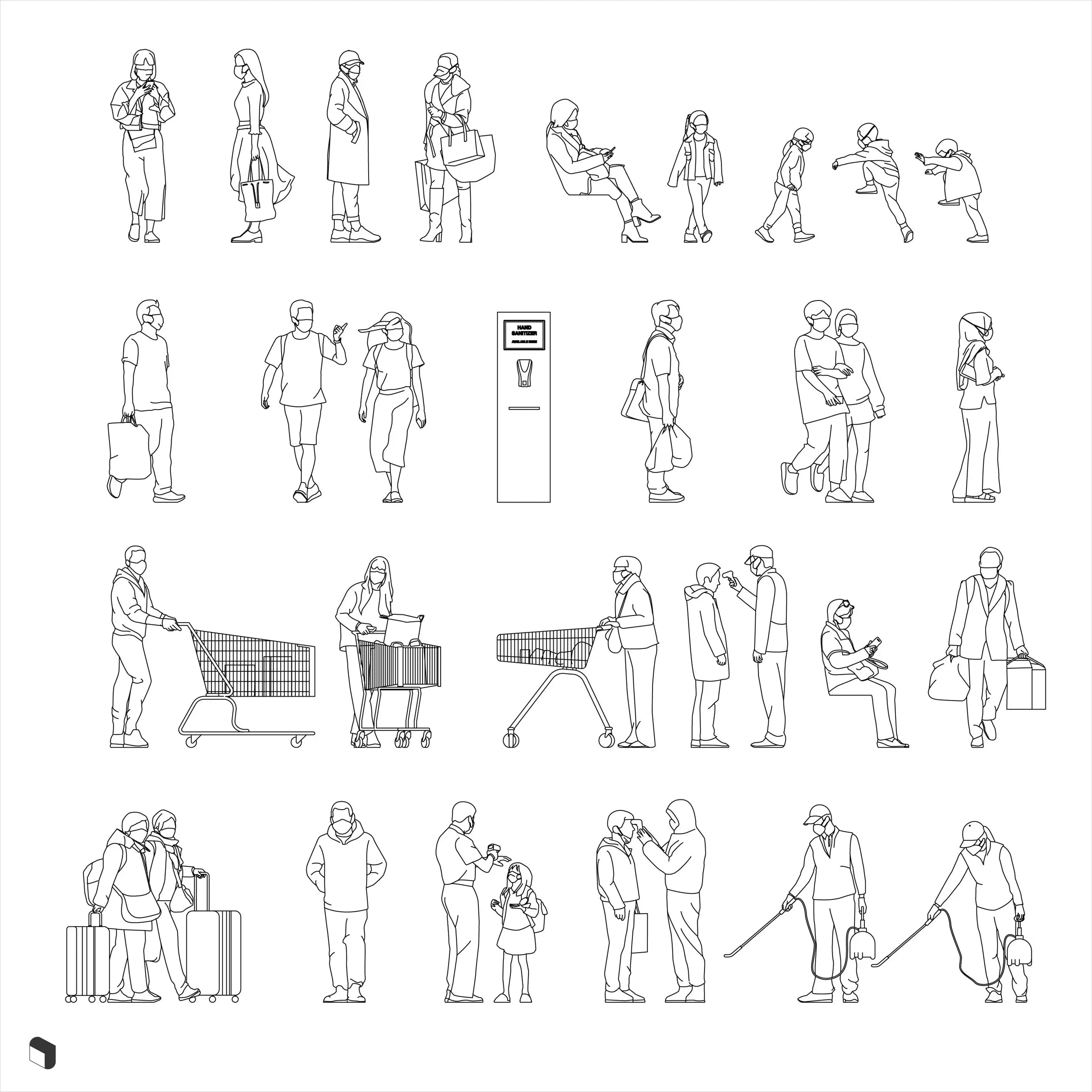 Cad Pandemic People Digital Artwork drawings | Toffu Co