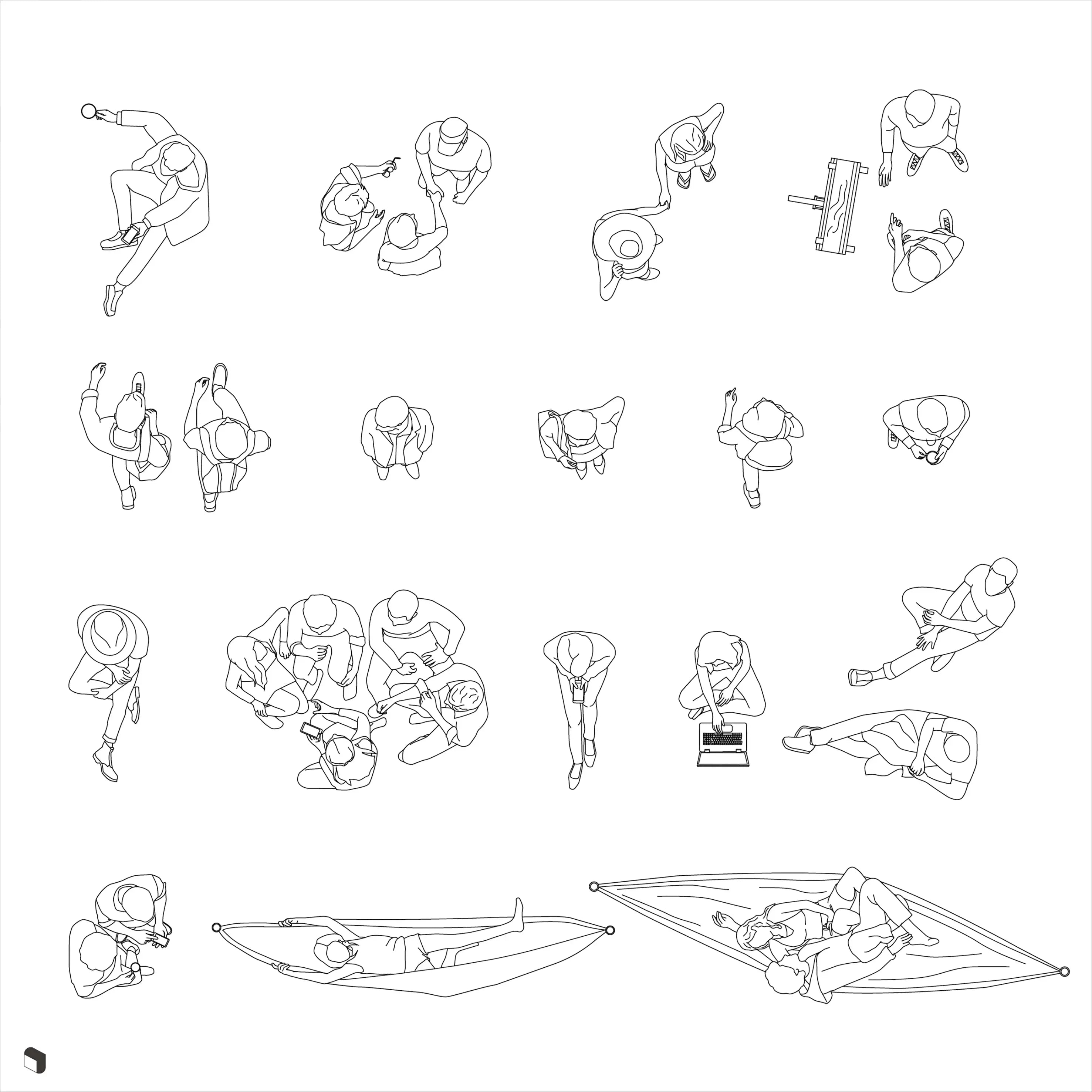 Cad Pavilion People Top View Digital Artwork drawings | Toffu Co