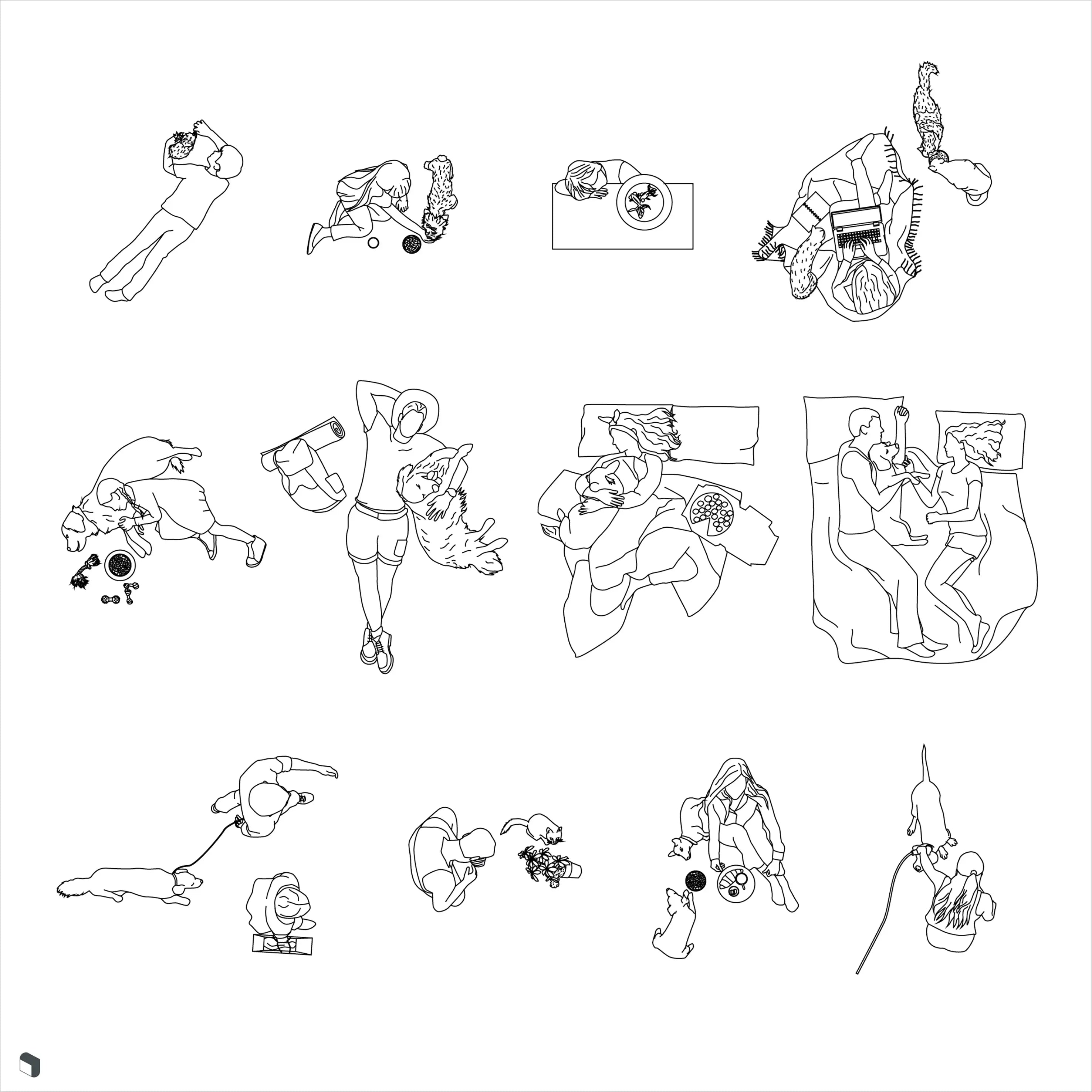Cad Pets Top View Digital Artwork drawings | Toffu Co