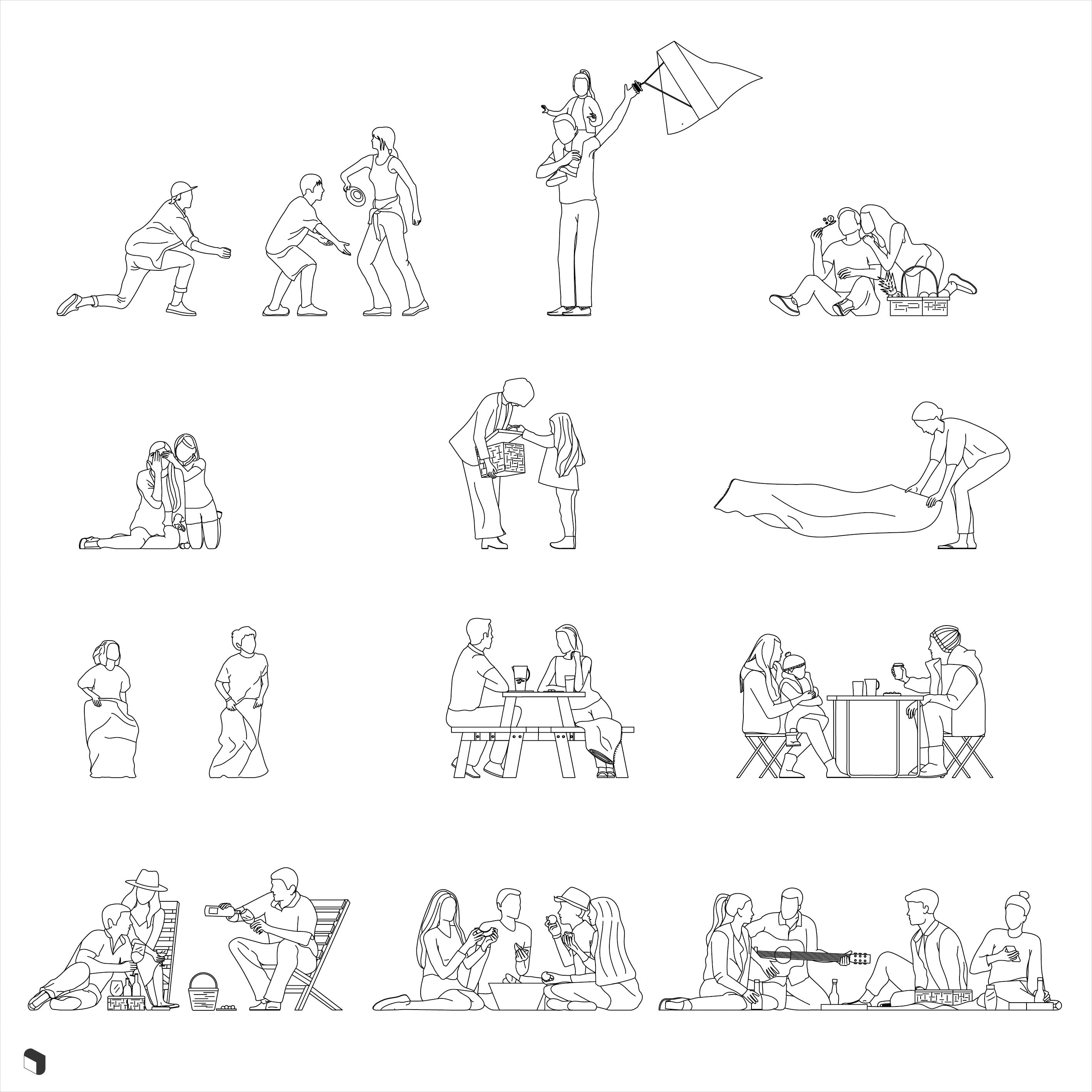 Cad Picnic People DWG | Toffu Co