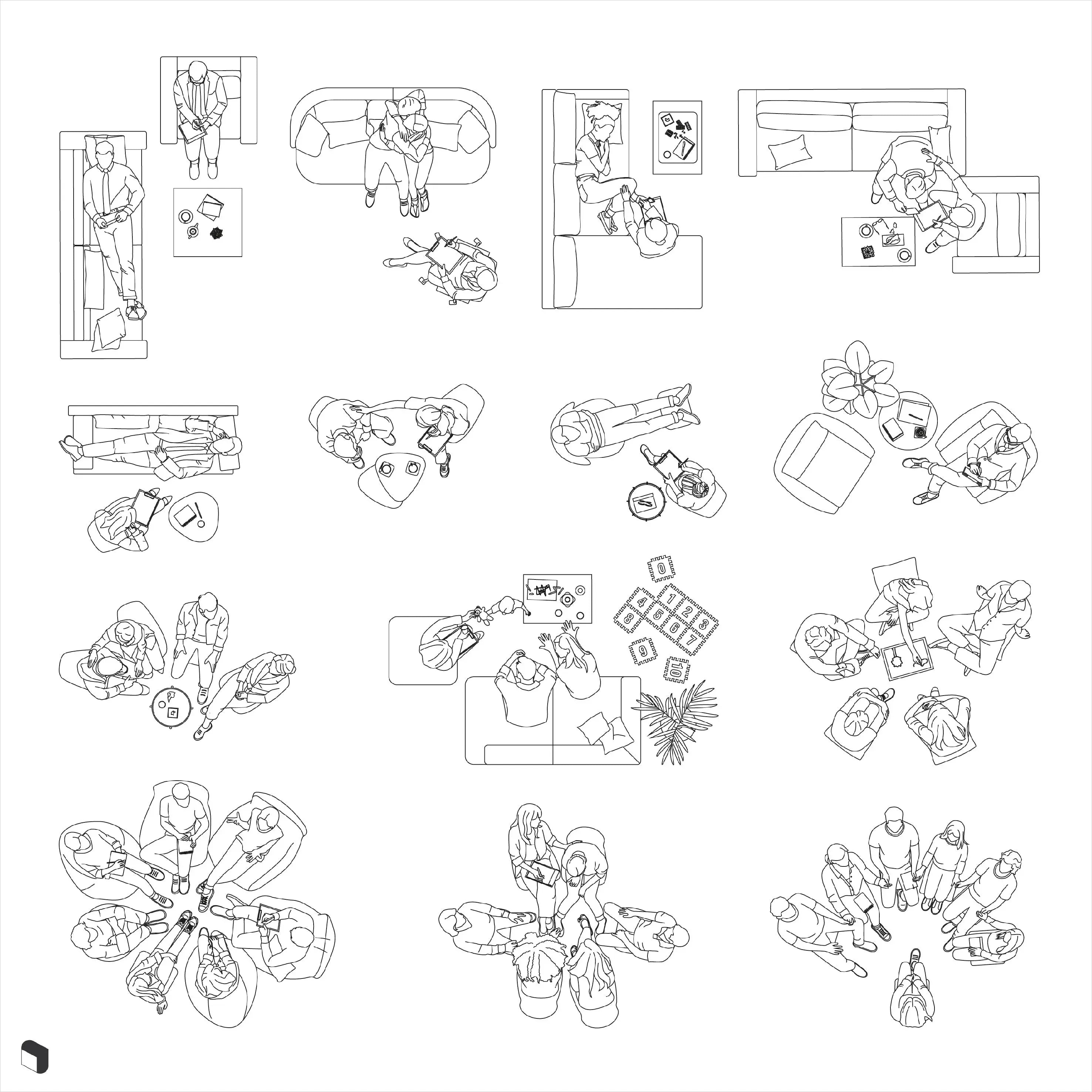 Cad Psychologist Office Top View Digital Artwork drawings | Toffu Co