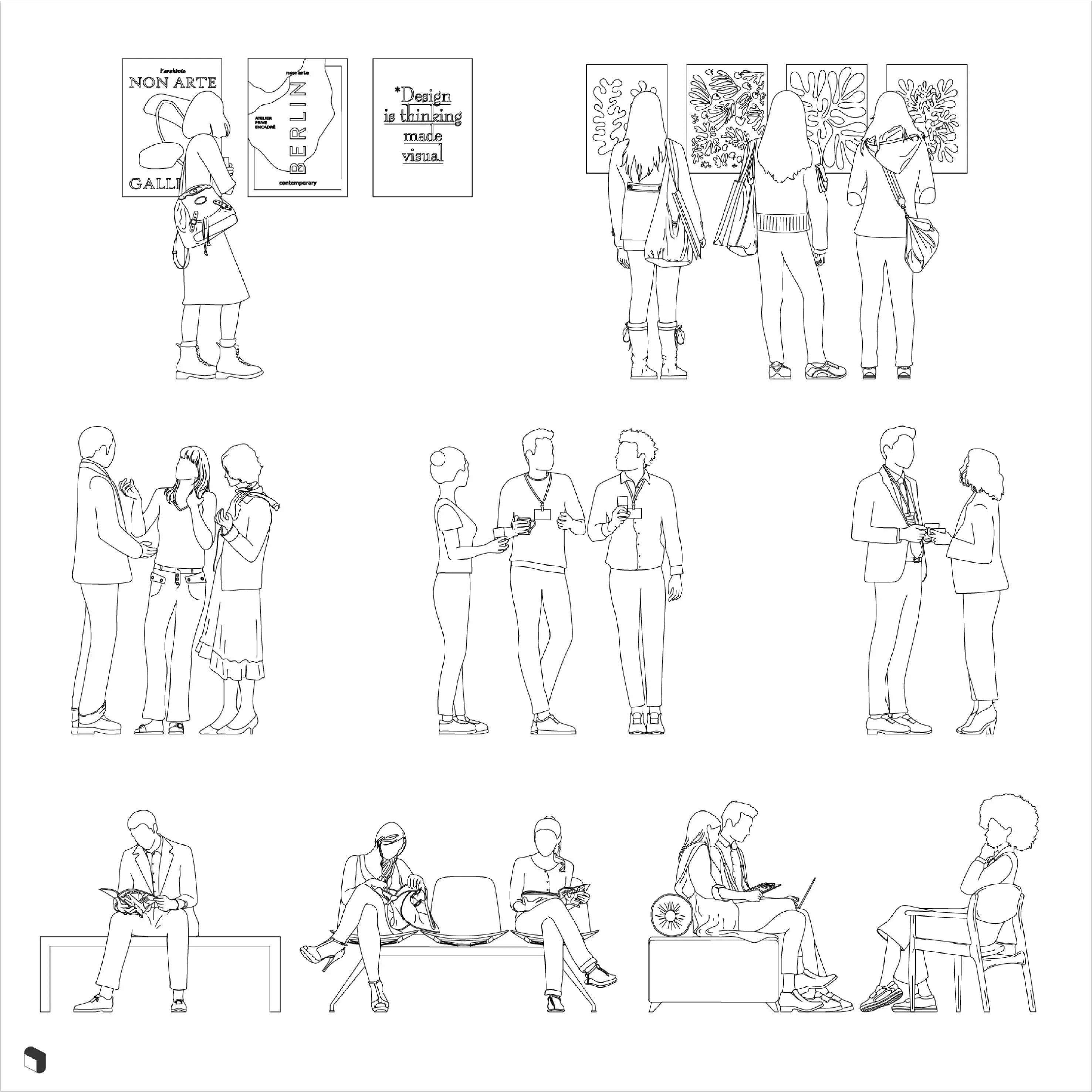 Cad Public Foyer People Digital Artwork drawings | Toffu Co