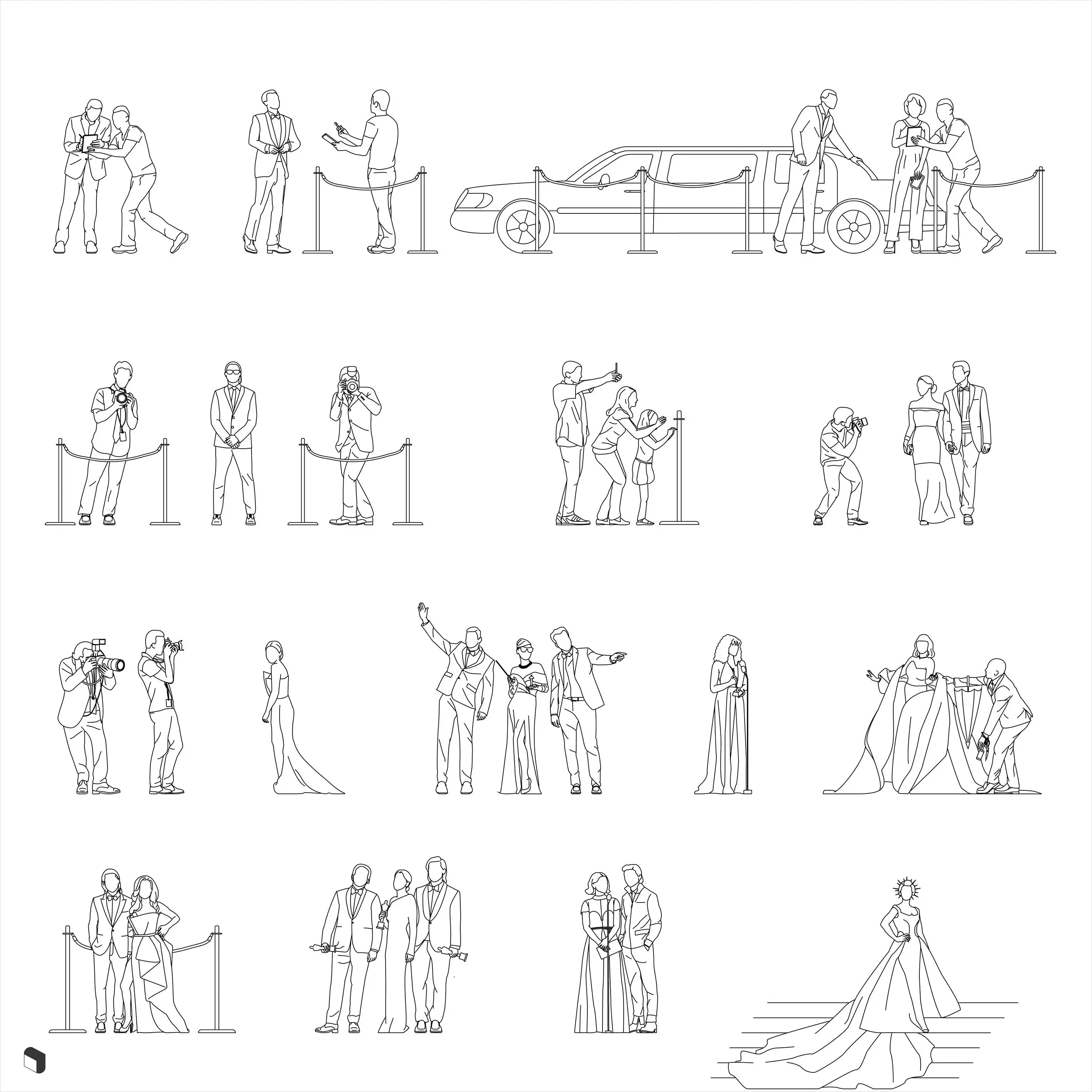 Cad Red Carpet People Digital Artwork drawings | Toffu Co
