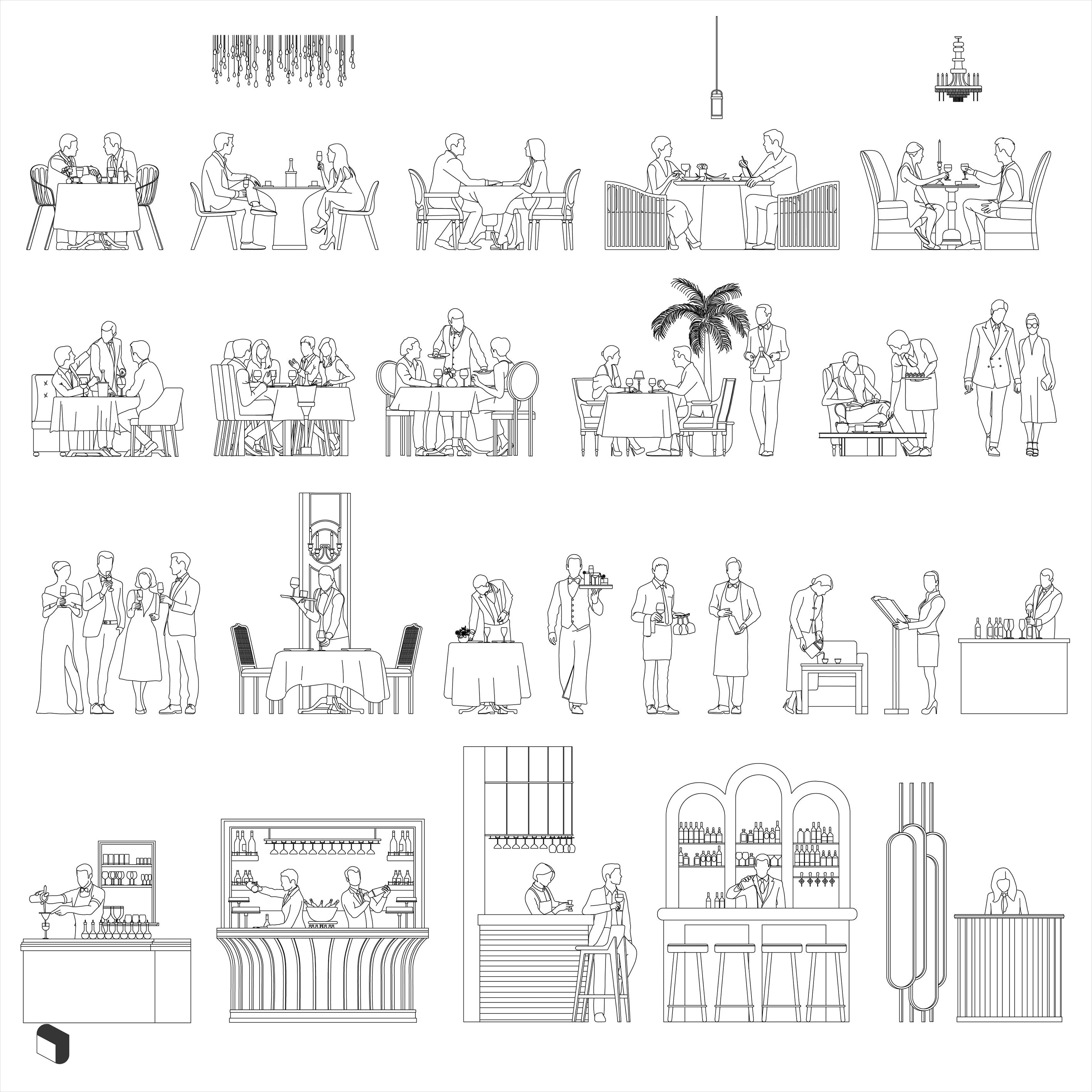 Cad Restaurant People DWG | Toffu Co