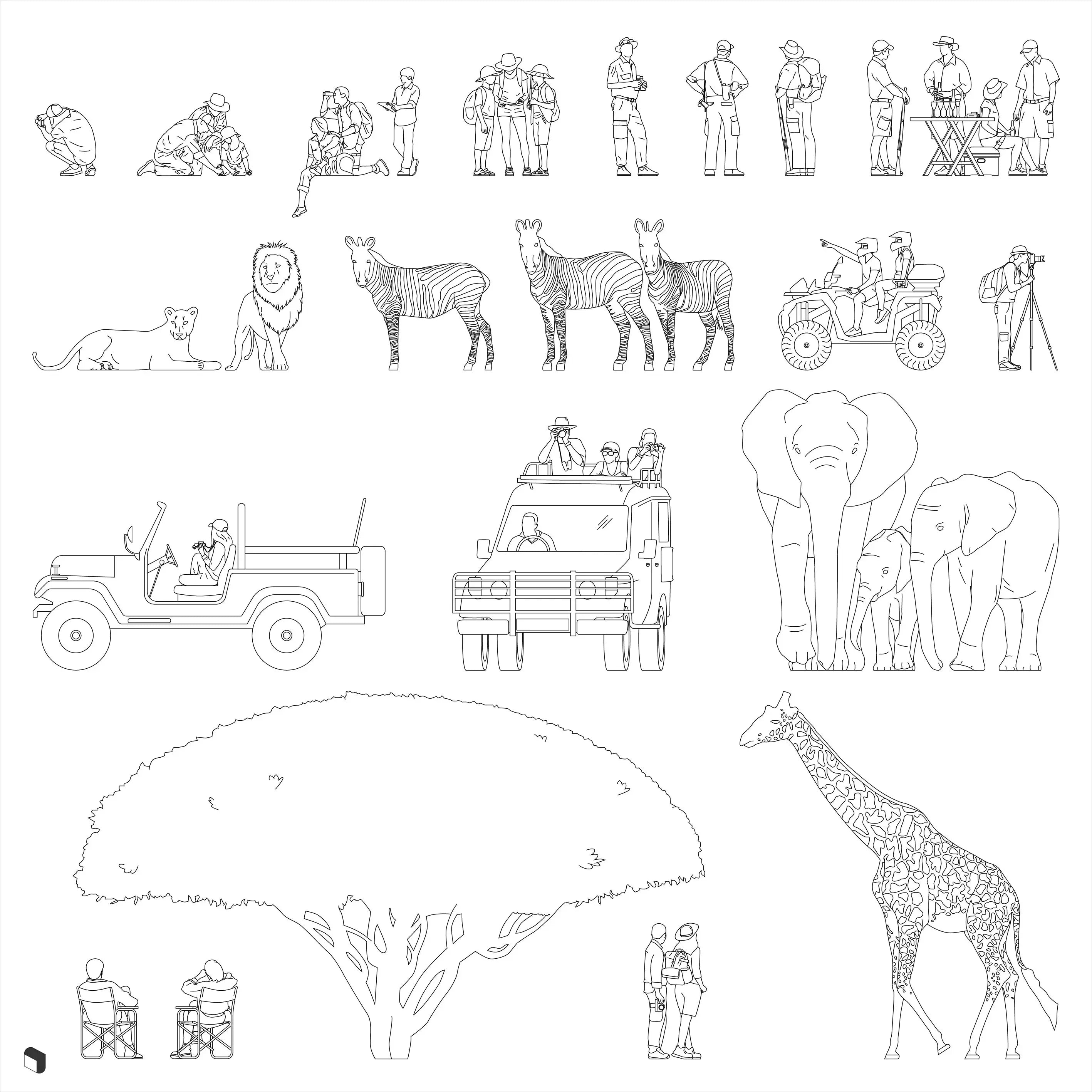 Cad Safari People Digital Artwork drawings | Toffu Co