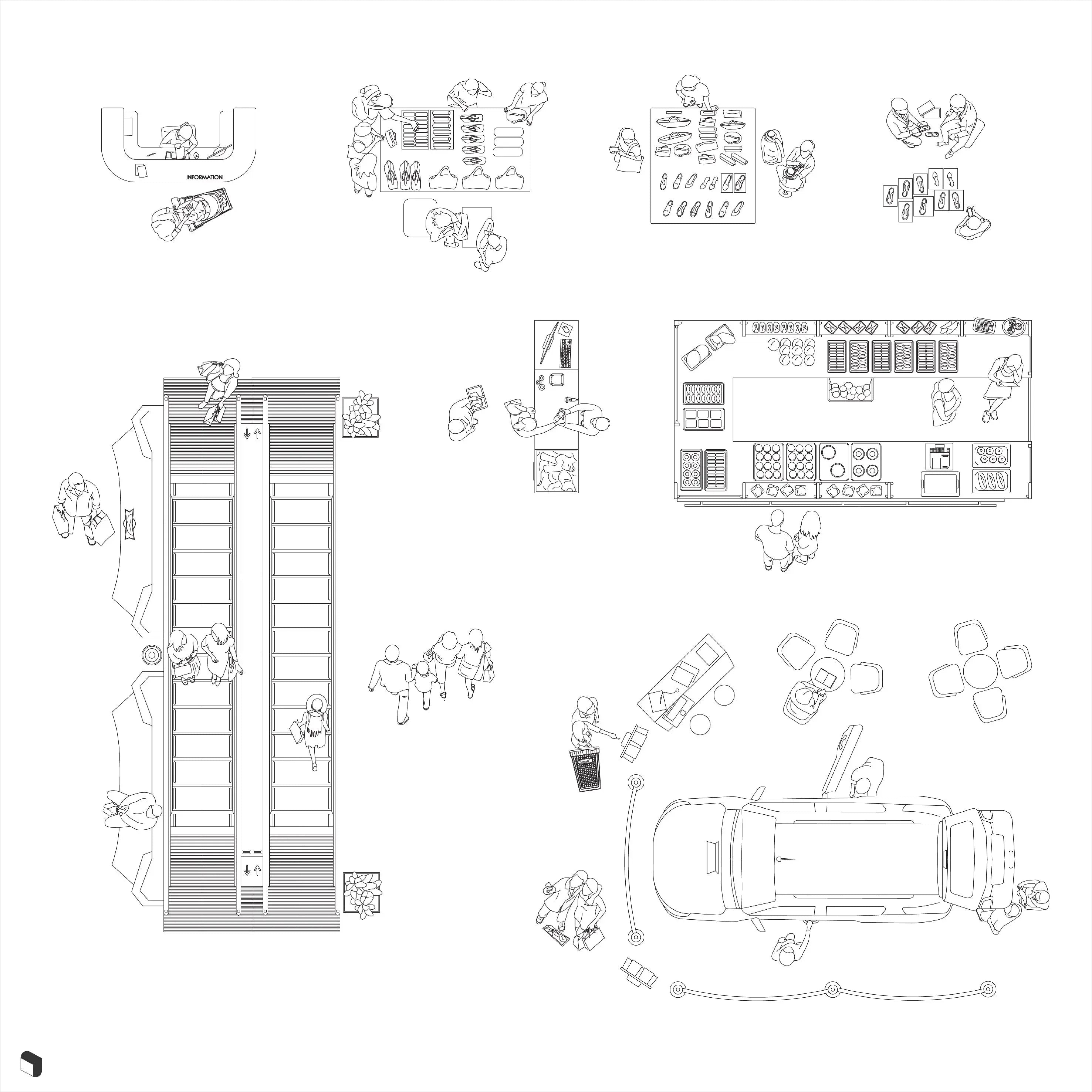 Cad Shopping Mall Top View 2 Digital Artwork drawings | Toffu Co