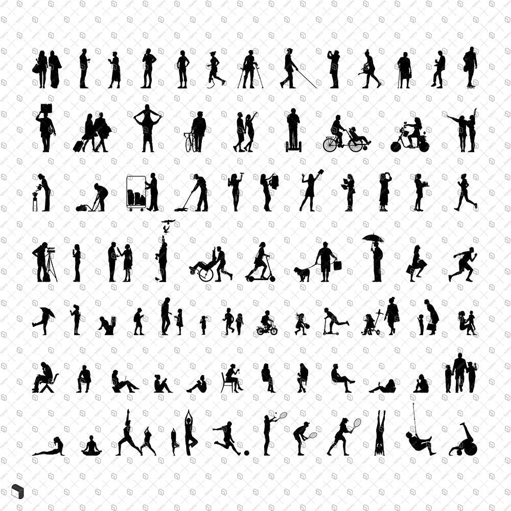 Cad People Silhouettes 2 Digital Artwork drawings | Toffu Co