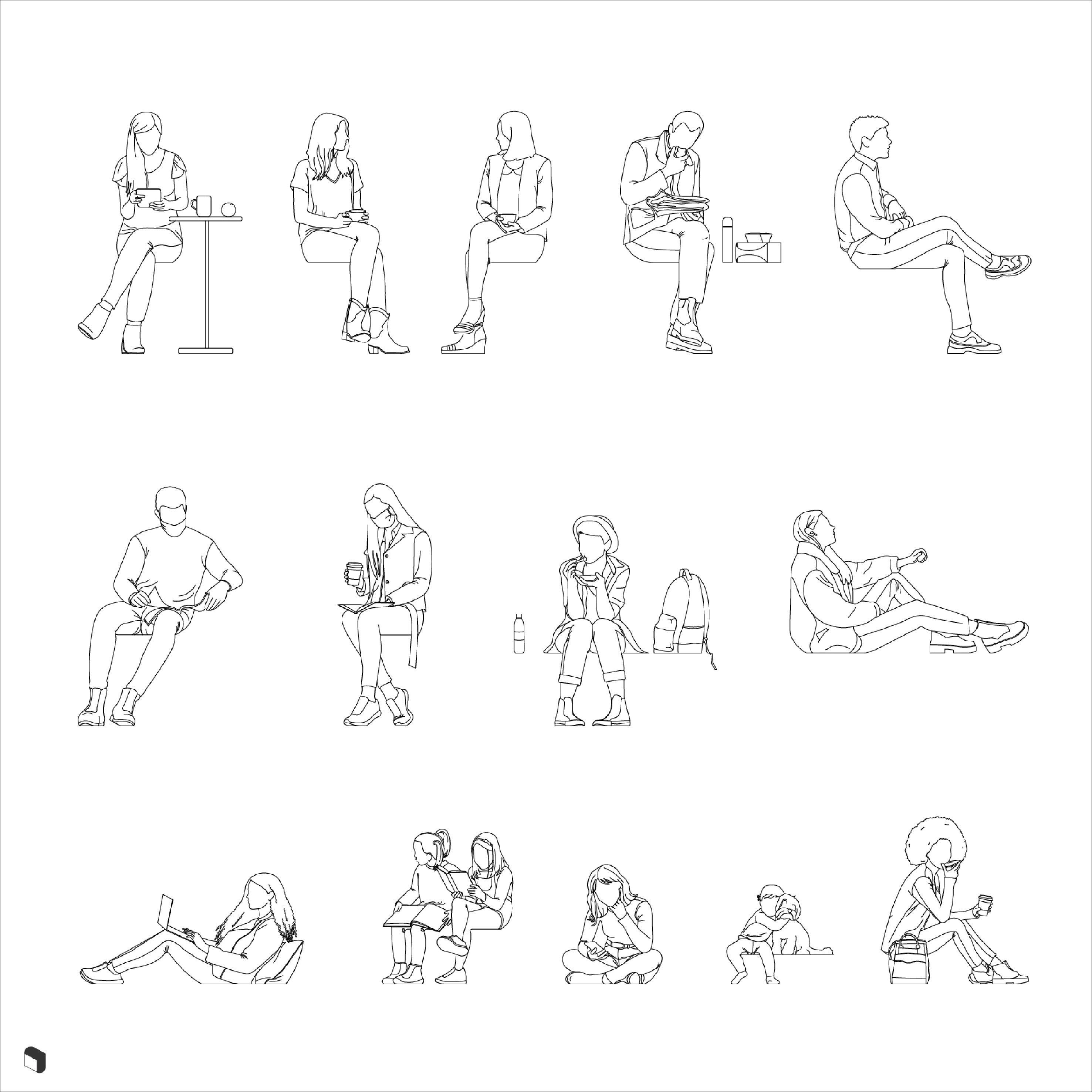 Cad Sitting People DWG | Toffu Co