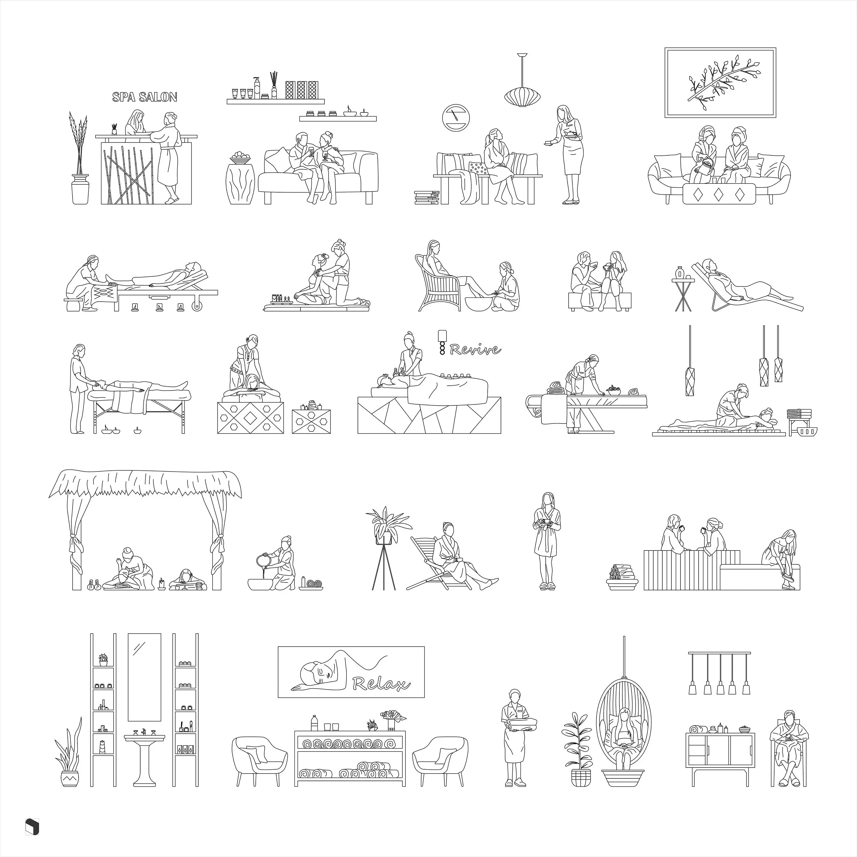 Cad Spa & Massage Digital Artwork drawings | Toffu Co