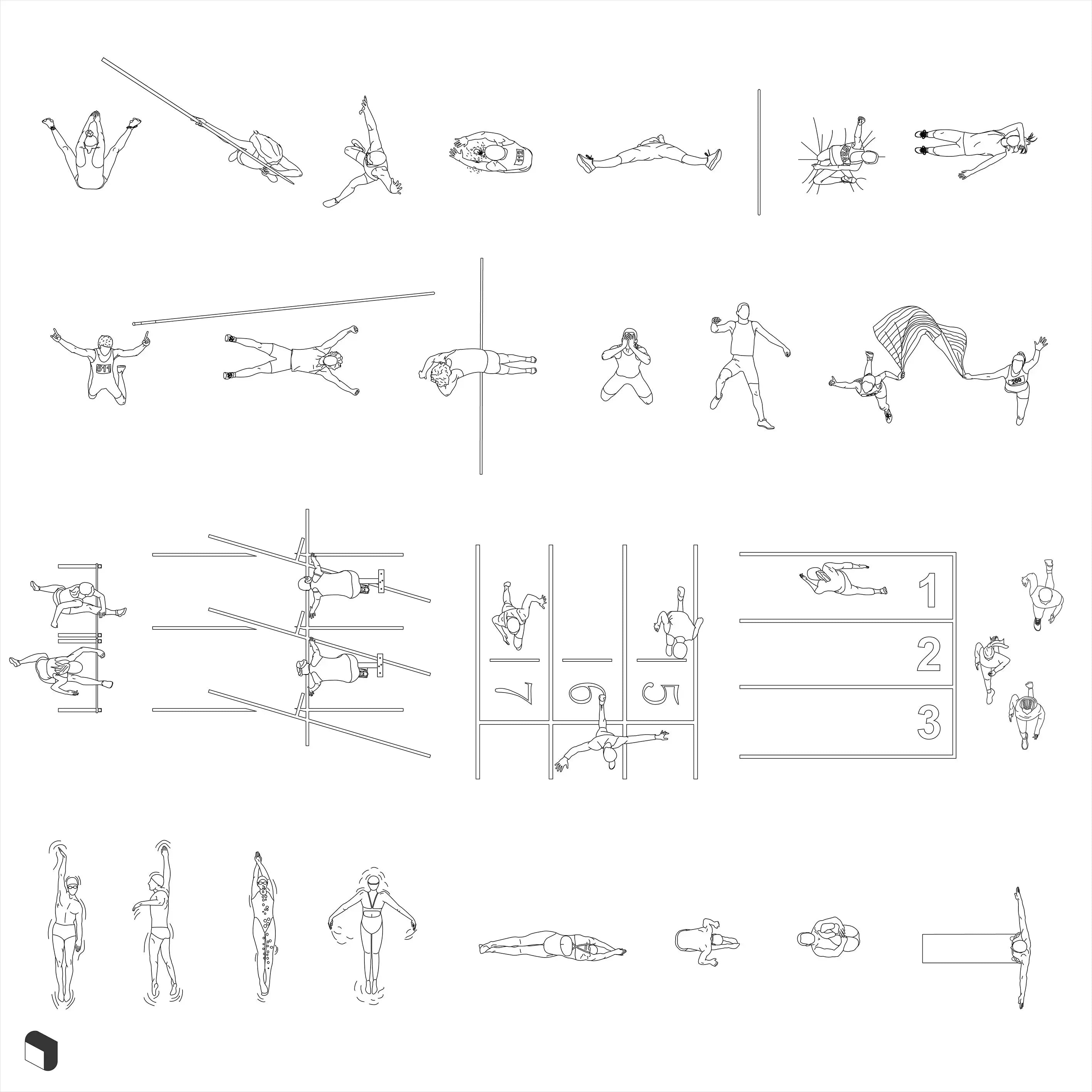 Cad Sports People Top View 2 drawings | Toffu Co