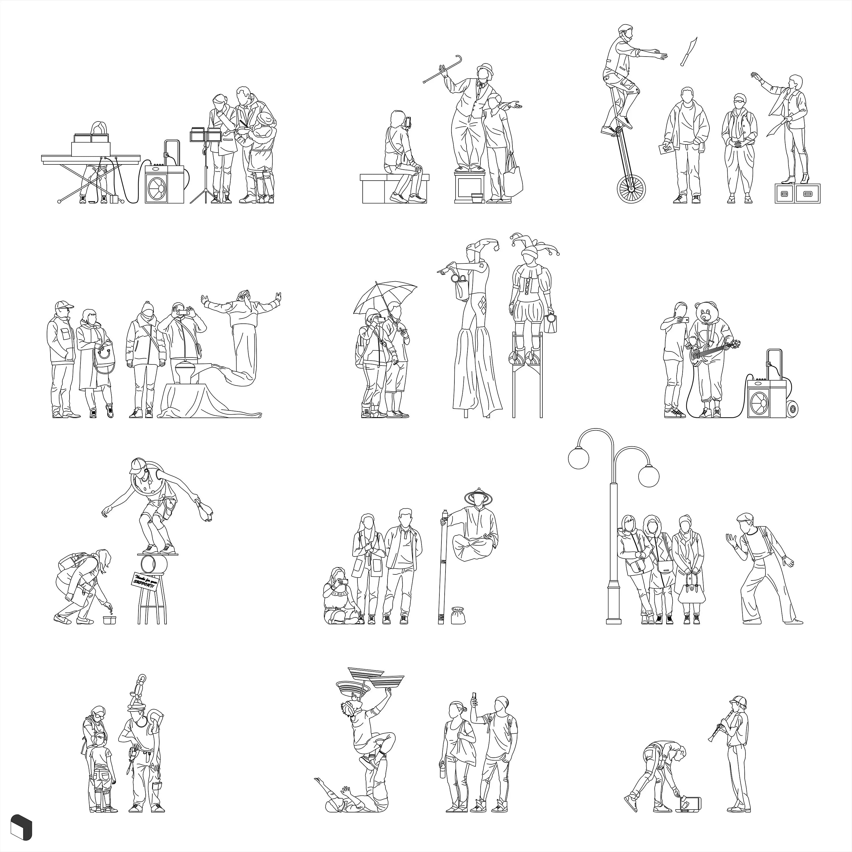 Cad Street Performers 2 Uncategorized drawings | Toffu Co