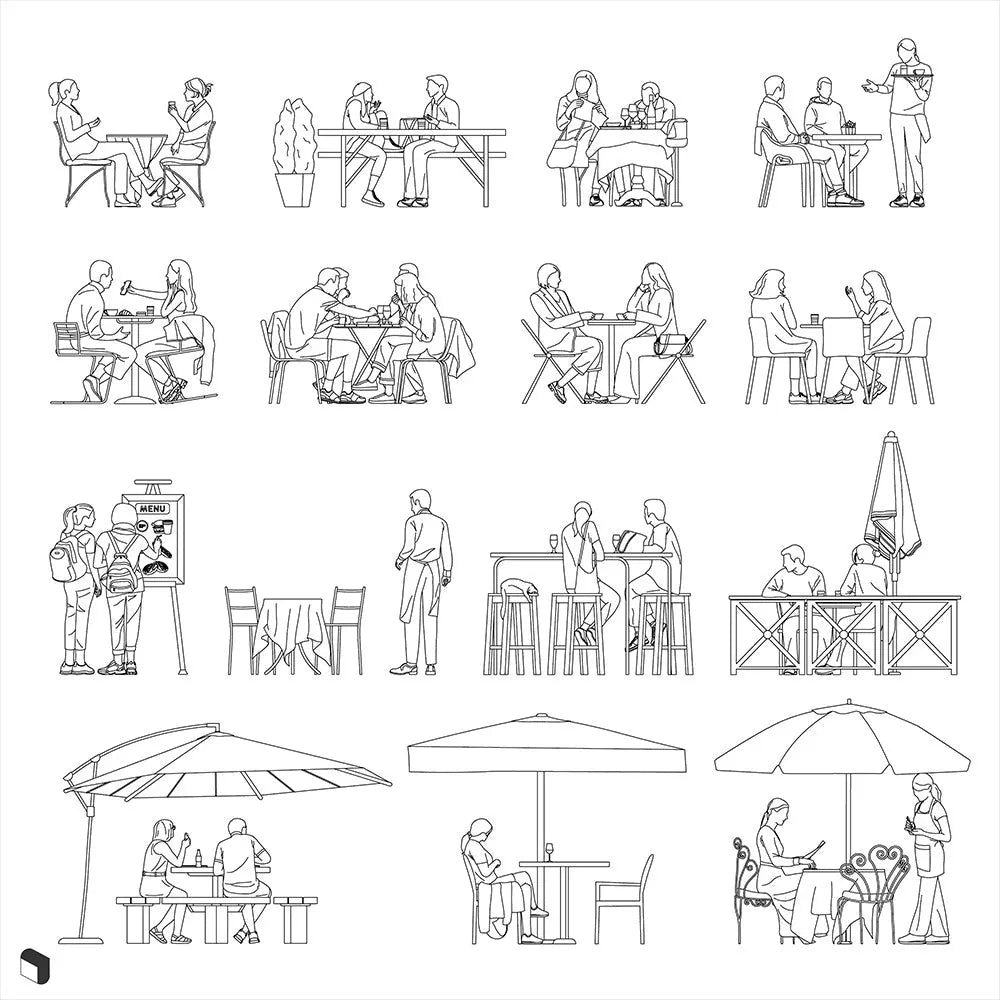 Cad Terrace People Uncategorized drawings | Toffu Co