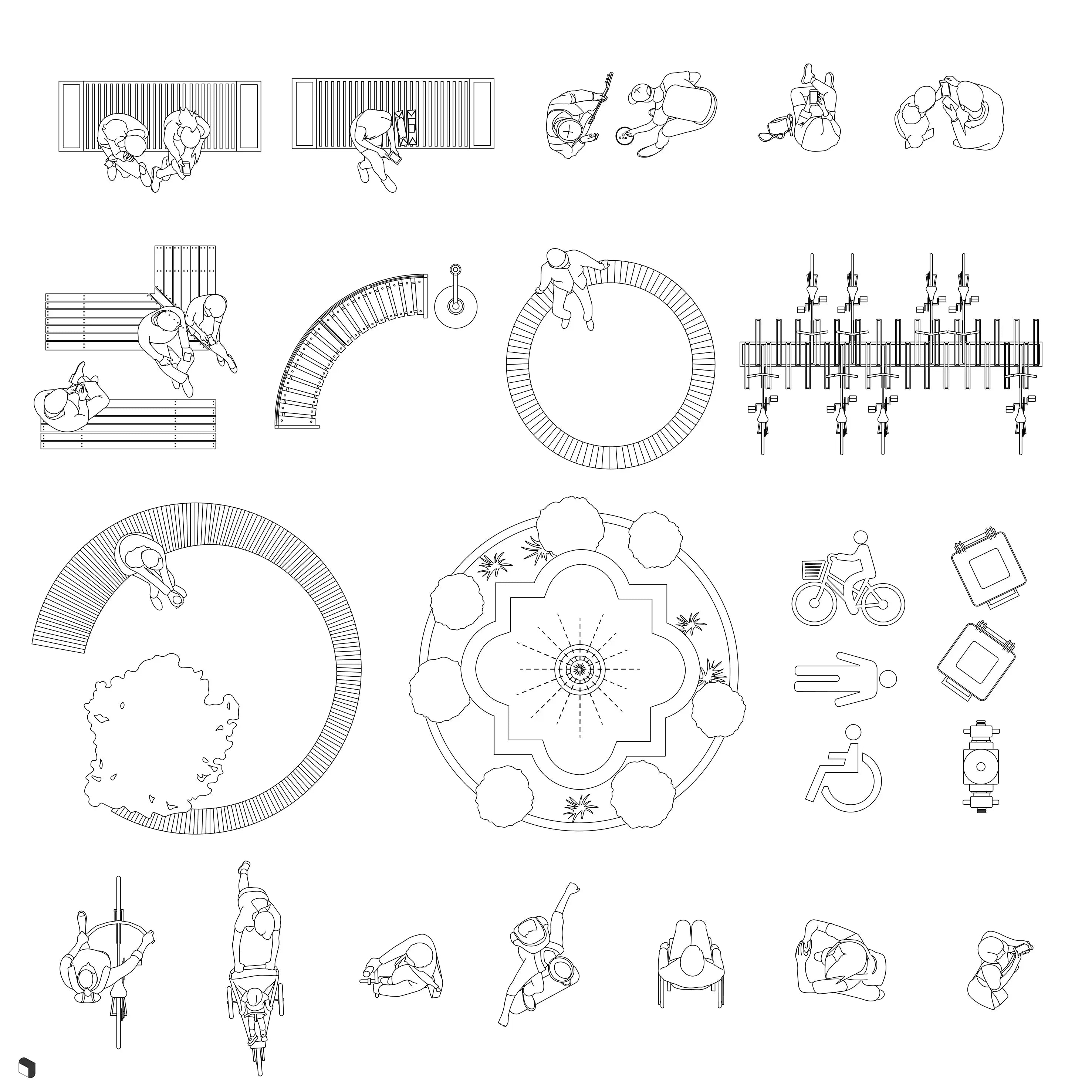 Cad Urban People Top View Uncategorized drawings | Toffu Co