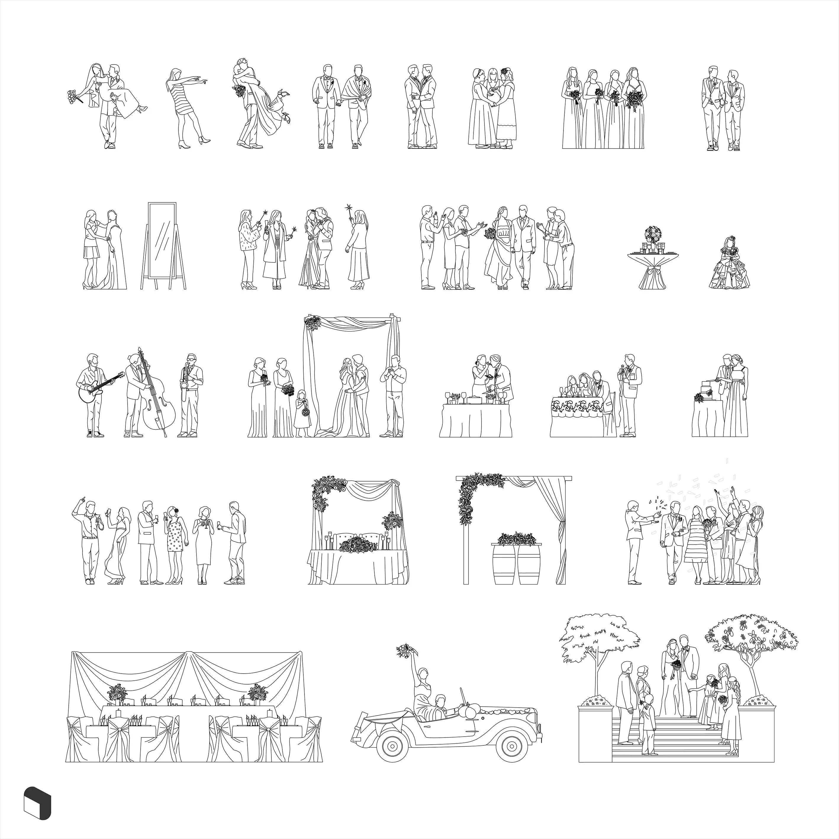 Cad Wedding People 2 Uncategorized drawings | Toffu Co