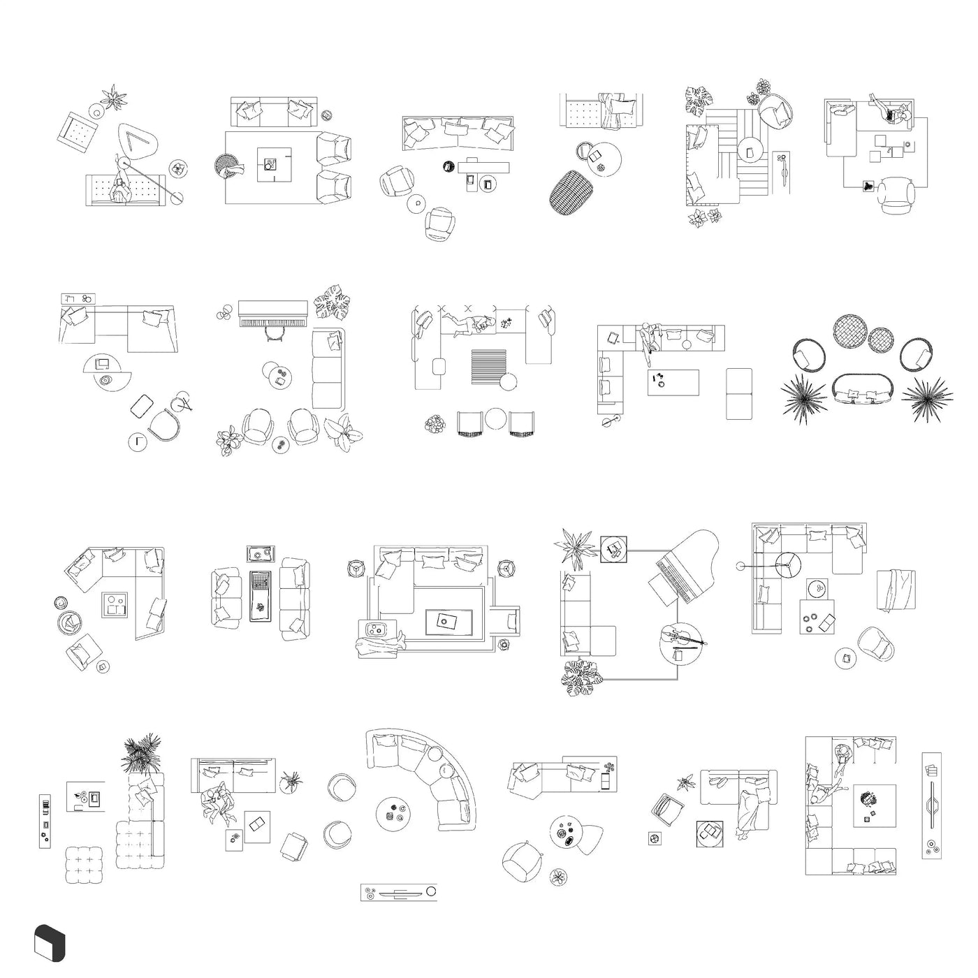 Cad Living Room Furniture Top View – Toffu Co