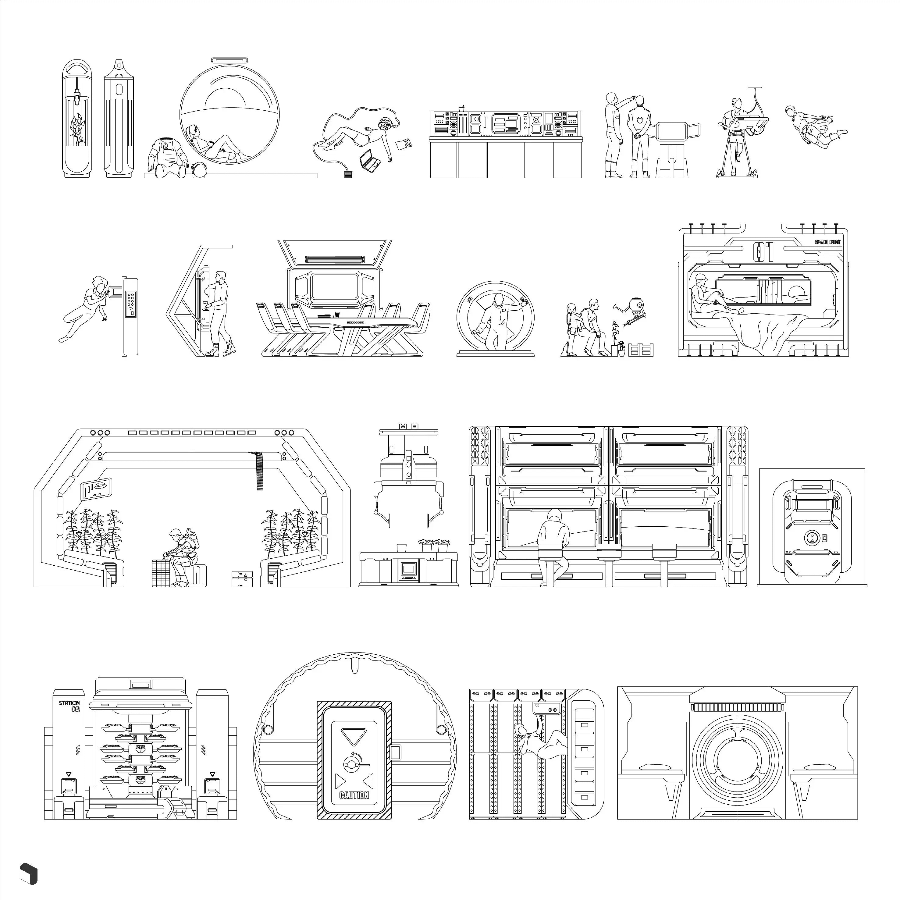 Cad Spacecraft Digital Artwork drawings | Toffu Co