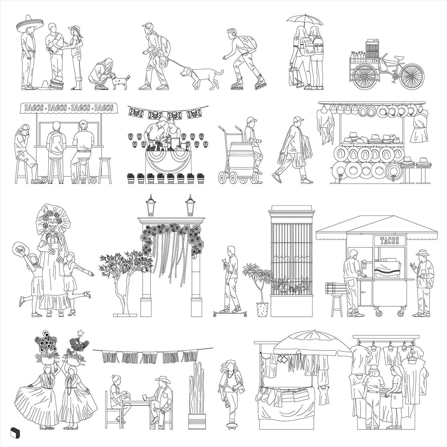 Cad Mexico Streets Digital Artwork drawings | Toffu Co