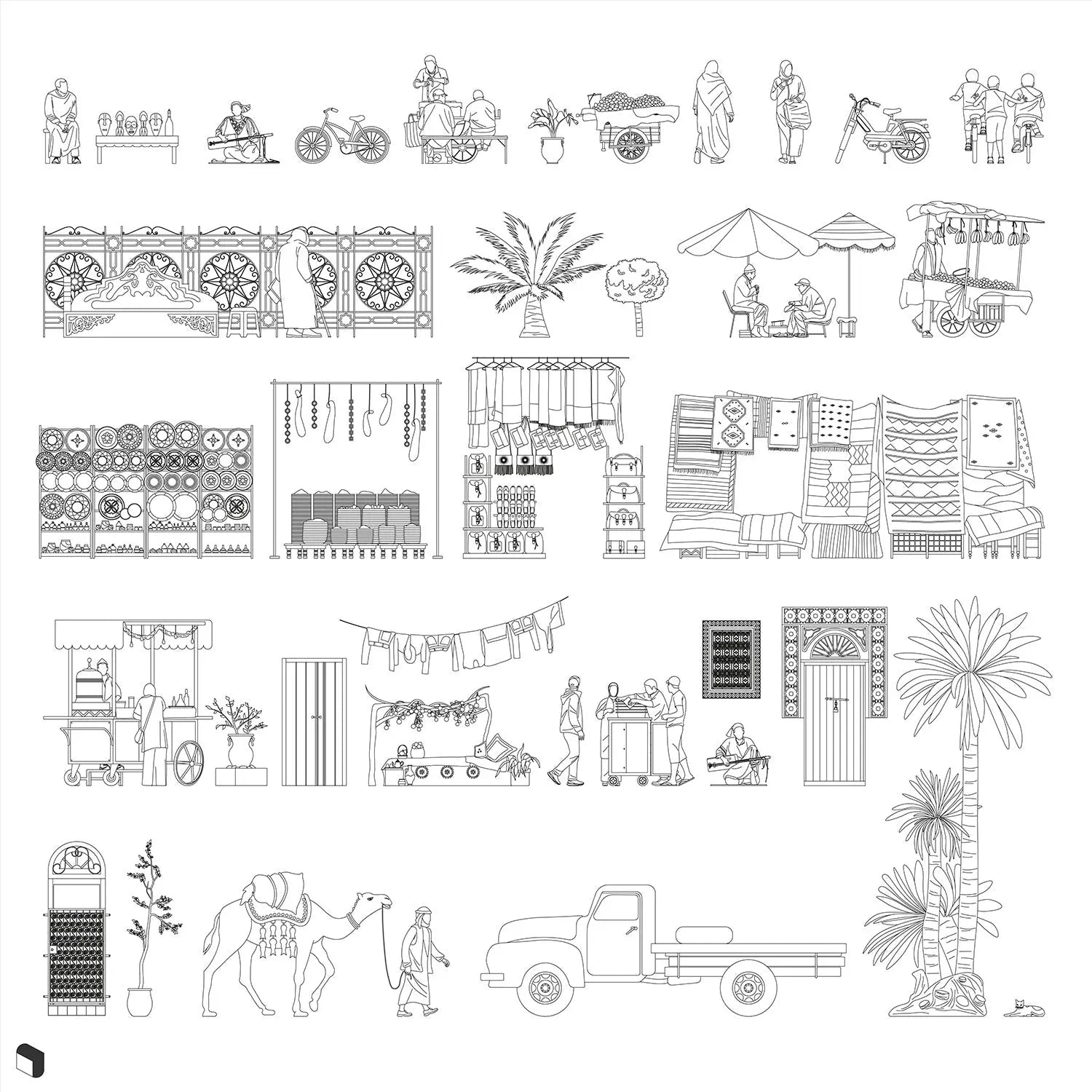 Cad Morocco Streets Digital Artwork drawings | Toffu Co