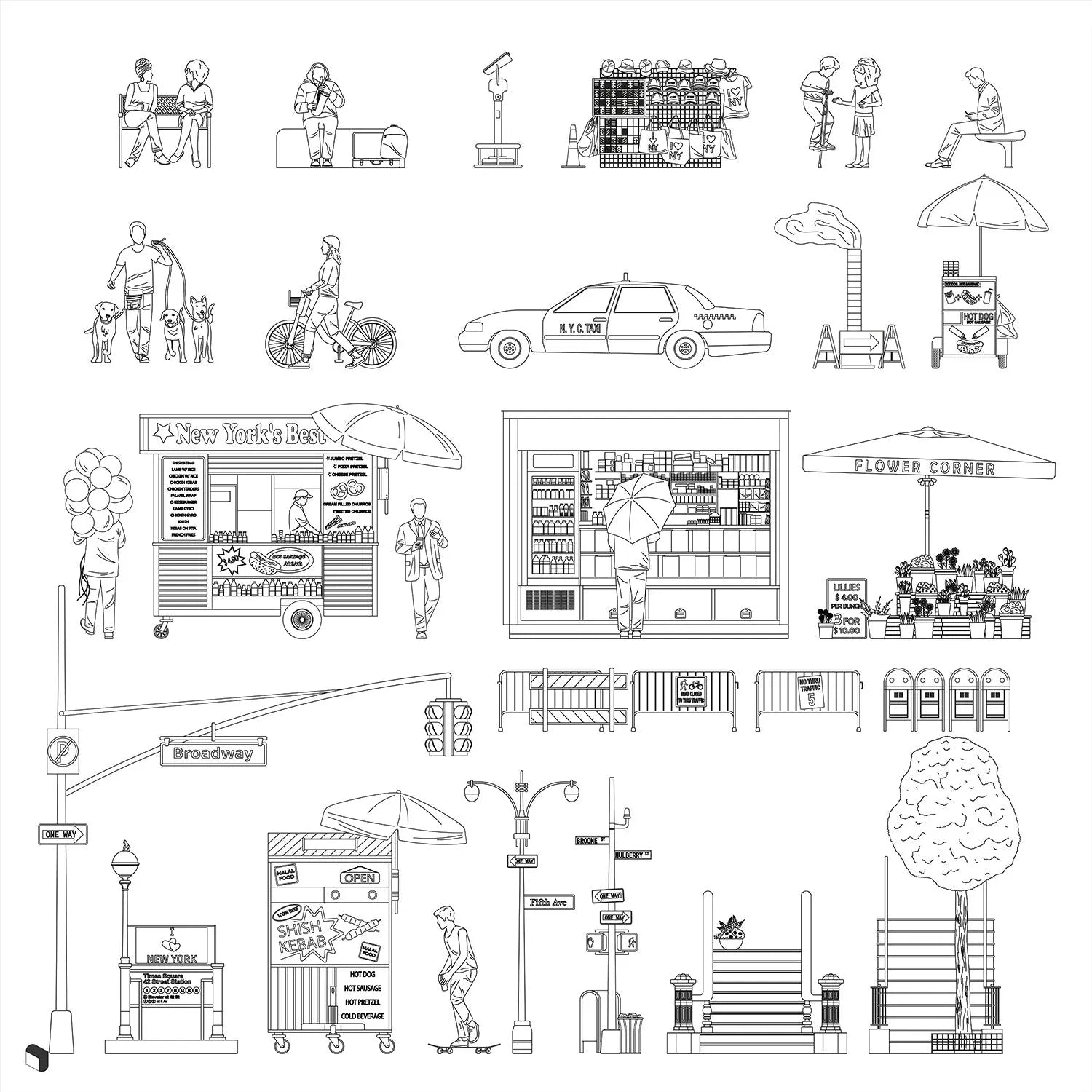 Cad New York Streets Digital Artwork drawings | Toffu Co