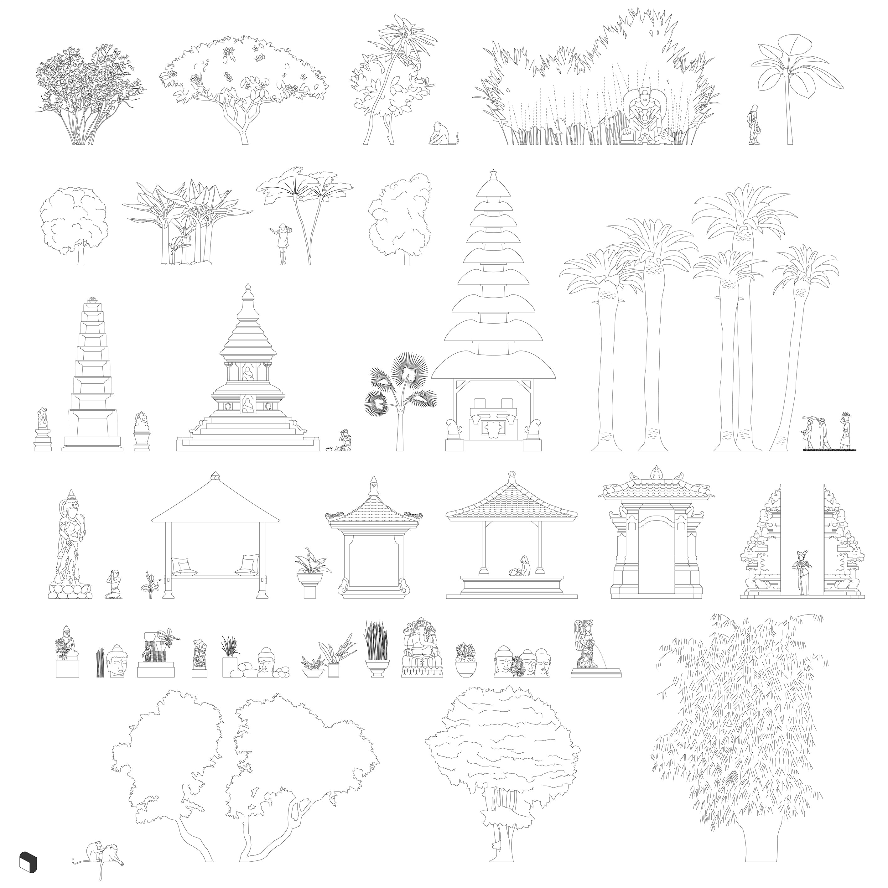 Cad Balinese Garden Vegetation DWG | Toffu Co