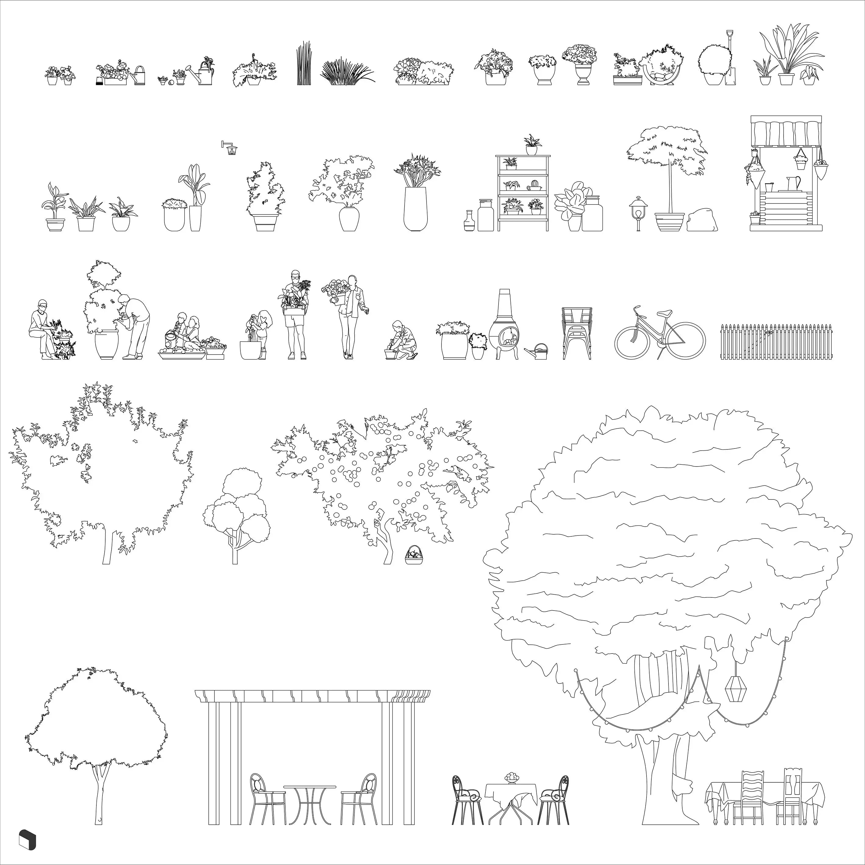 Cad Home Garden Vegetation Digital Artwork drawings | Toffu Co