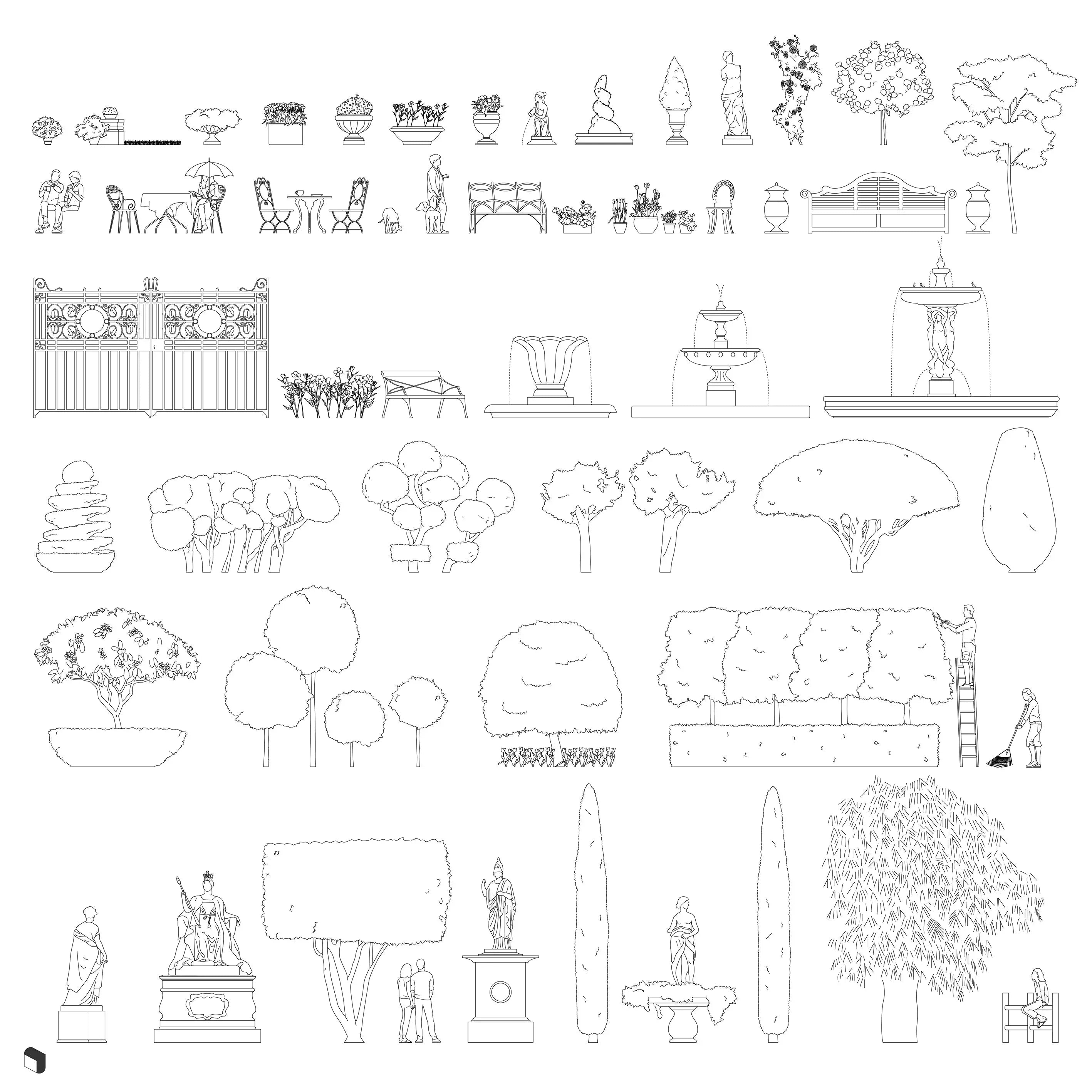 Cad Western Garden Vegetation Uncategorized drawings | Toffu Co