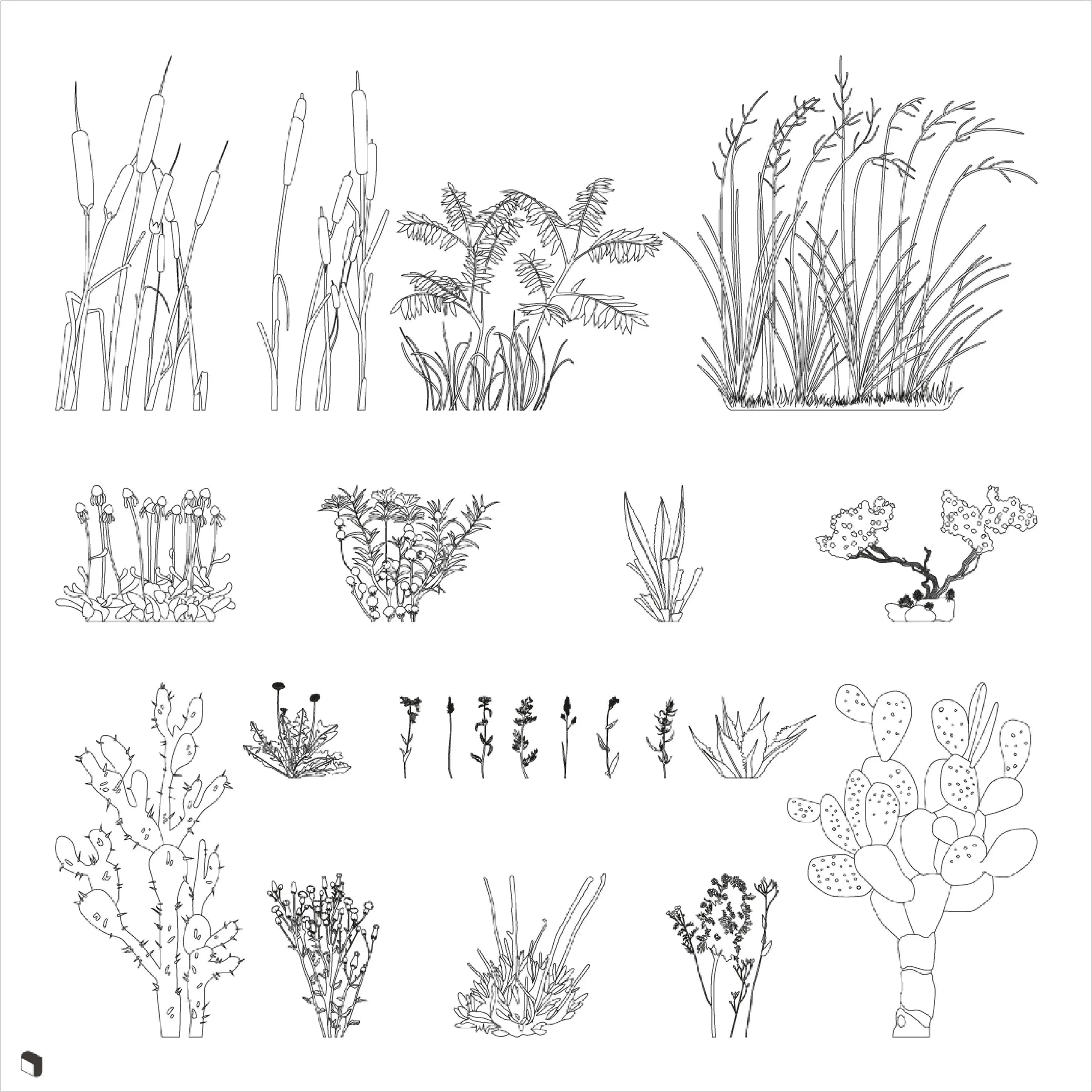 Cad Wild Vegetation 2 Digital Artwork drawings | Toffu Co