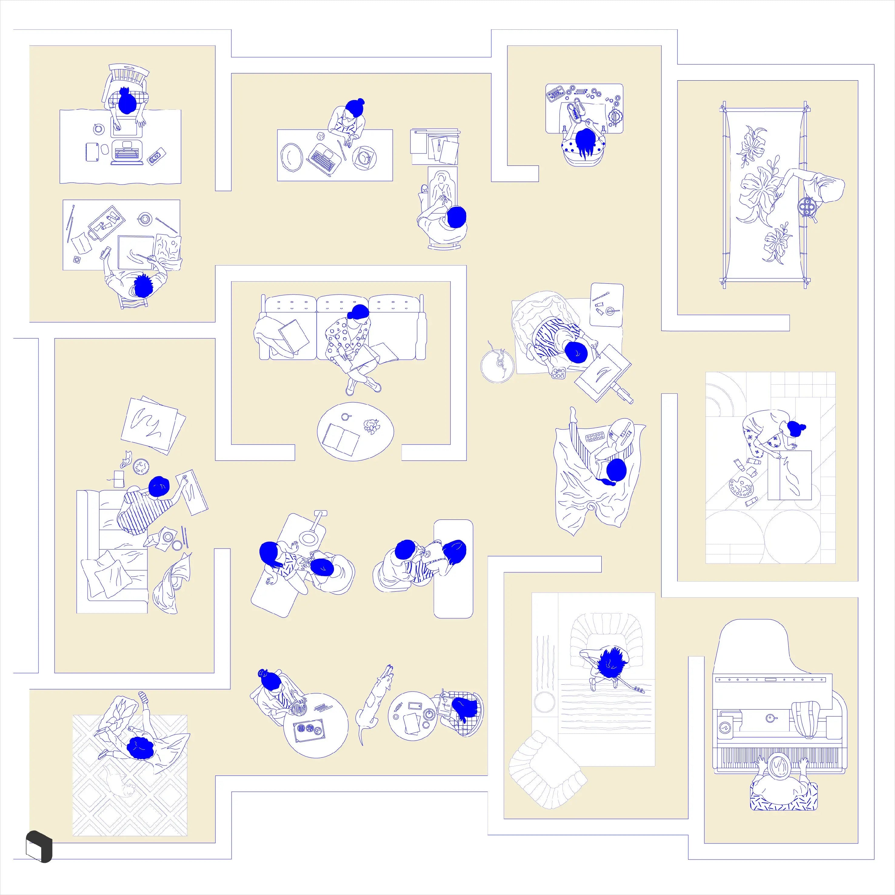 Cad Artists Top View Digital Artwork drawings | Toffu Co