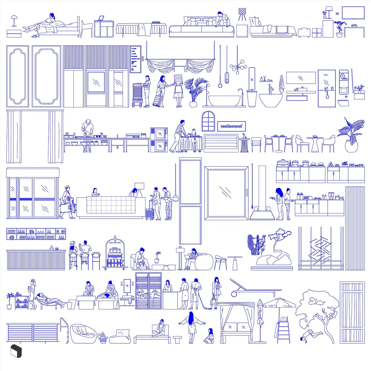 Cad Hotel Section Digital Artwork drawings | Toffu Co