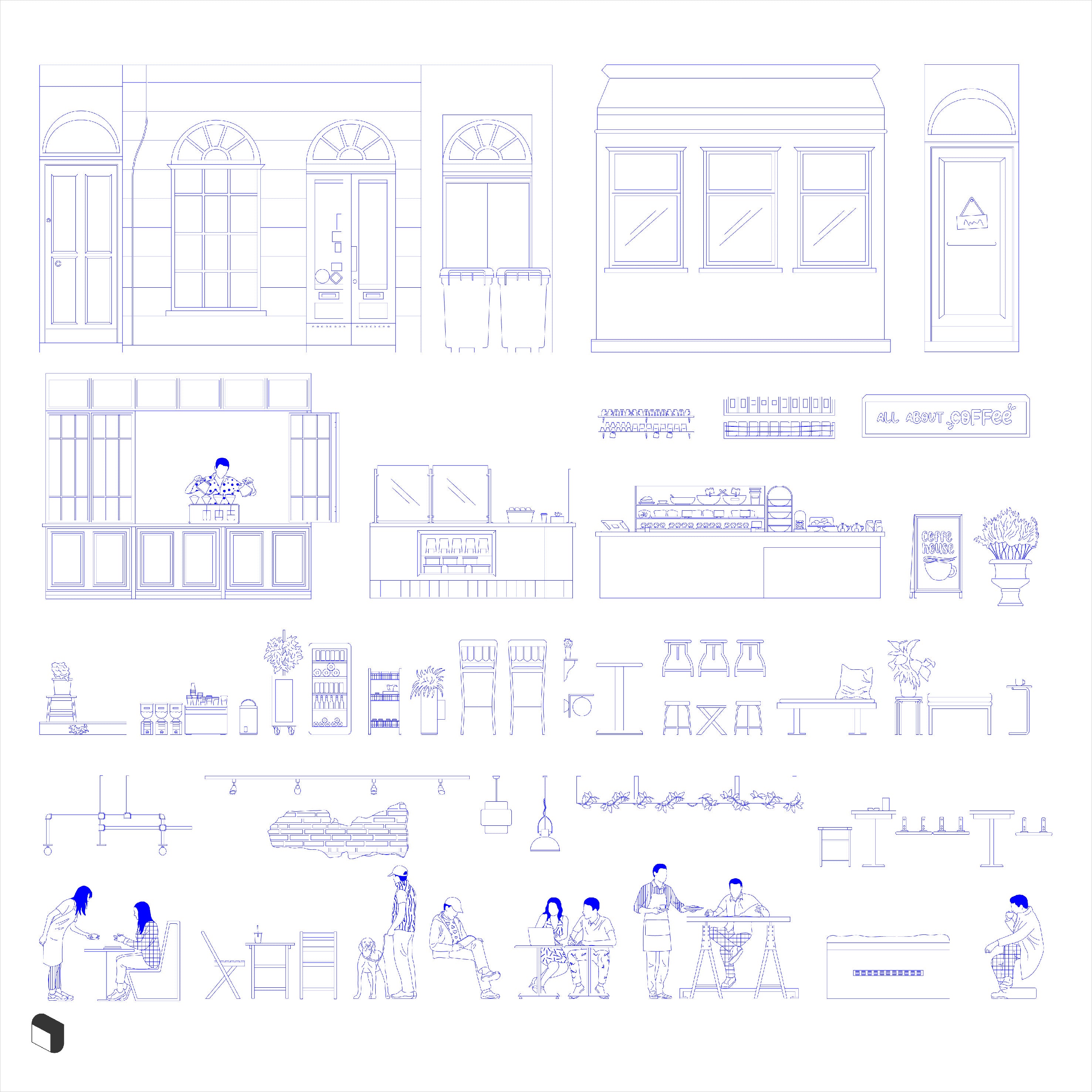 Cad Local Coffee Shop Section DWG | Toffu Co