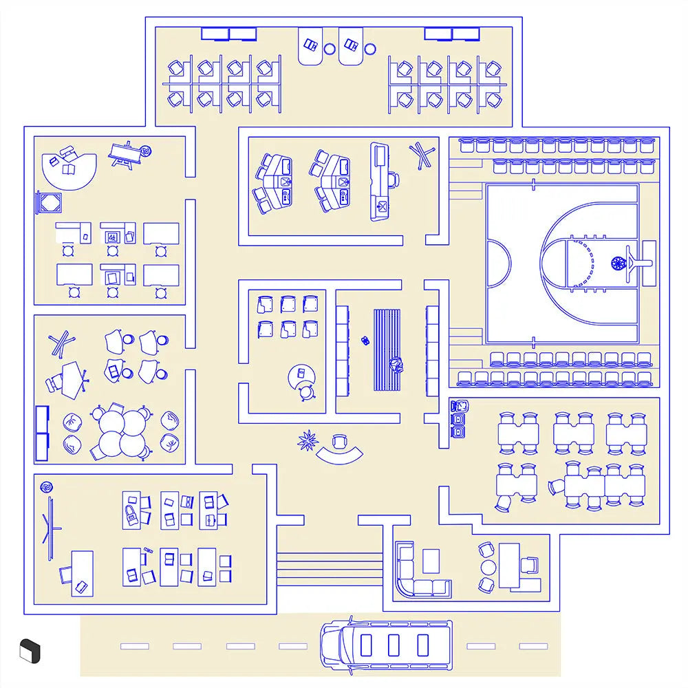 Cad School Top View Digital Artwork drawings | Toffu Co