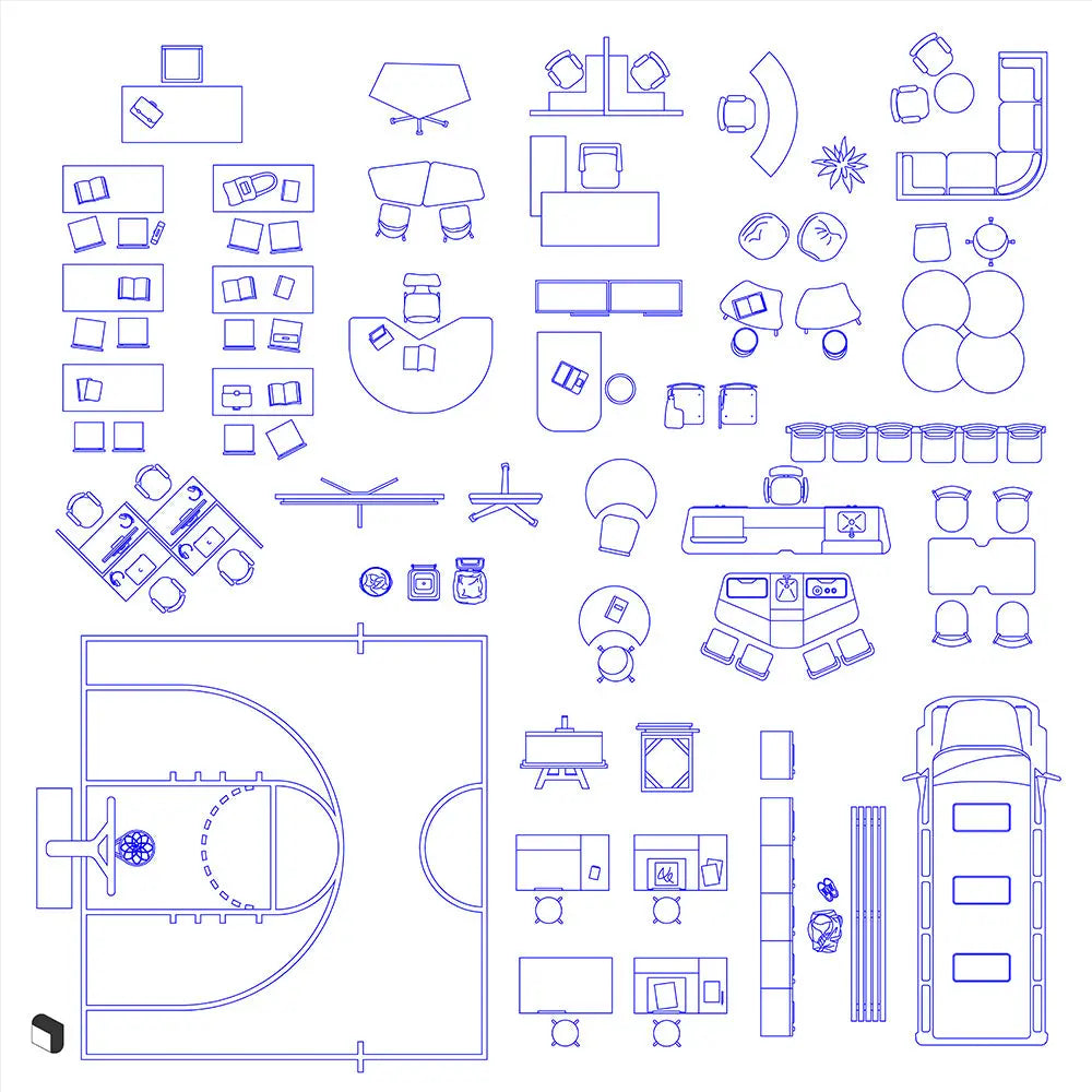 Cad School Top View Digital Artwork drawings | Toffu Co